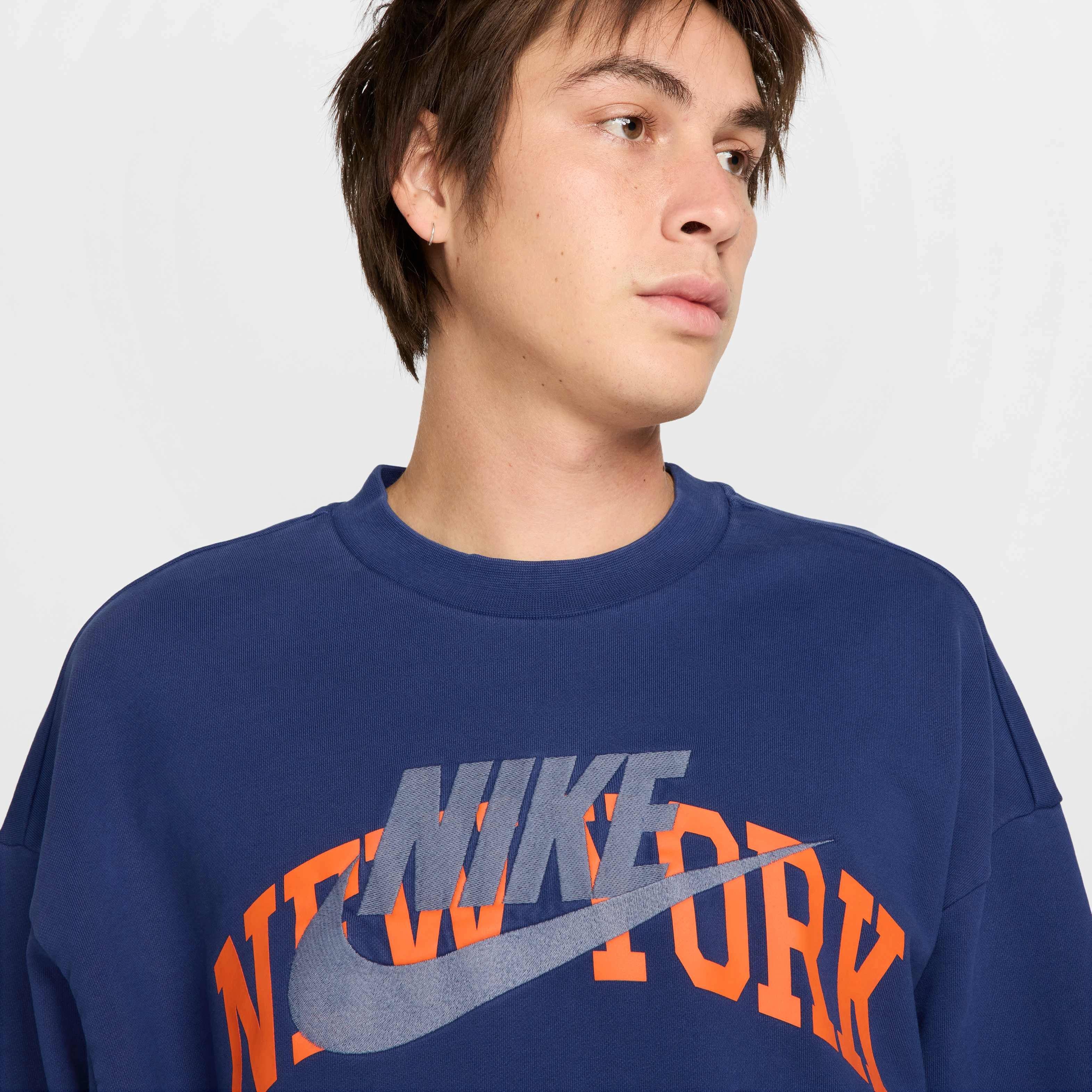 Nike Air​ Men's NYC Fleece Crew -Blue - BLUE Thumbnail View 3