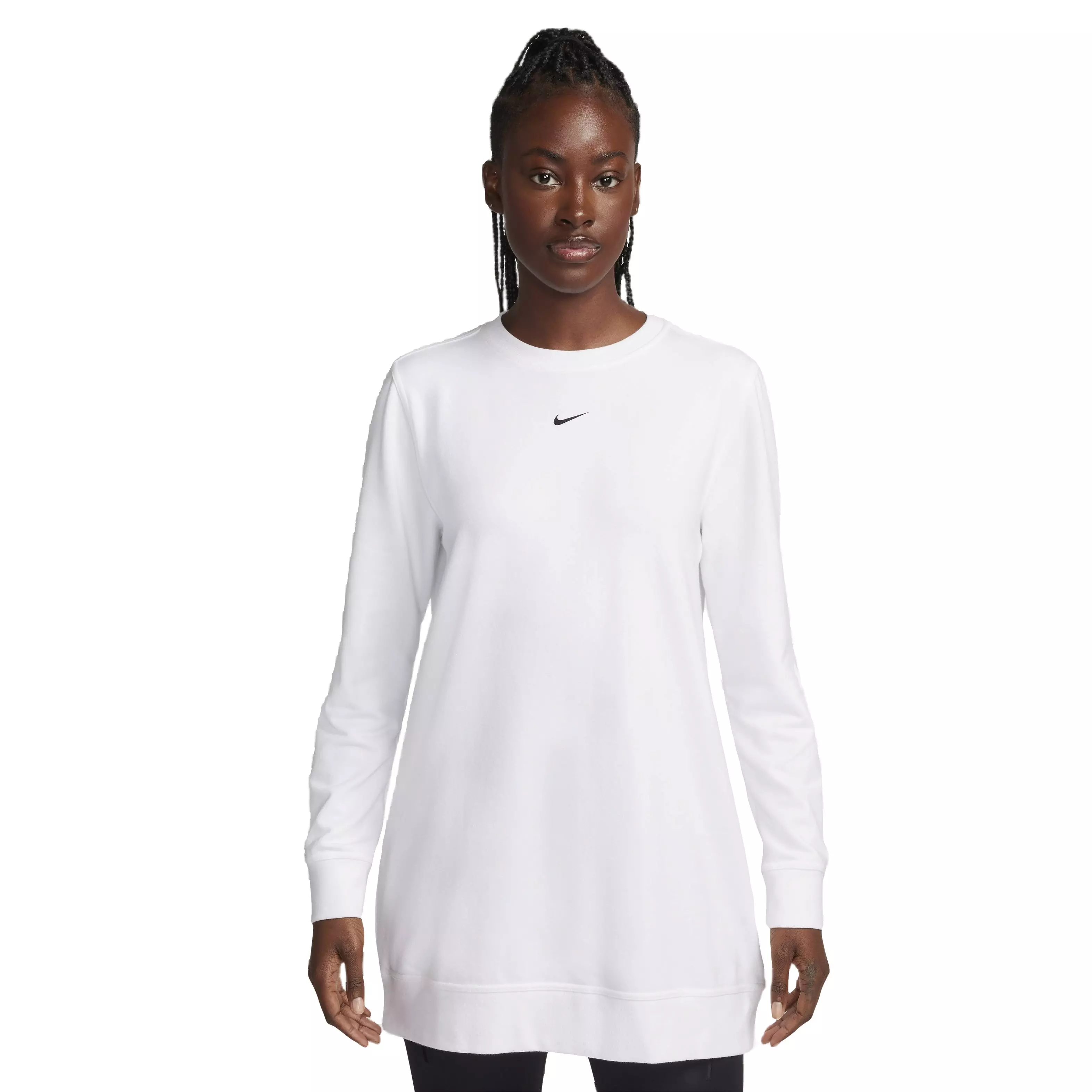 Nike Women's One Dri-FIT Crew-Neck French Terry Tunic - PINK