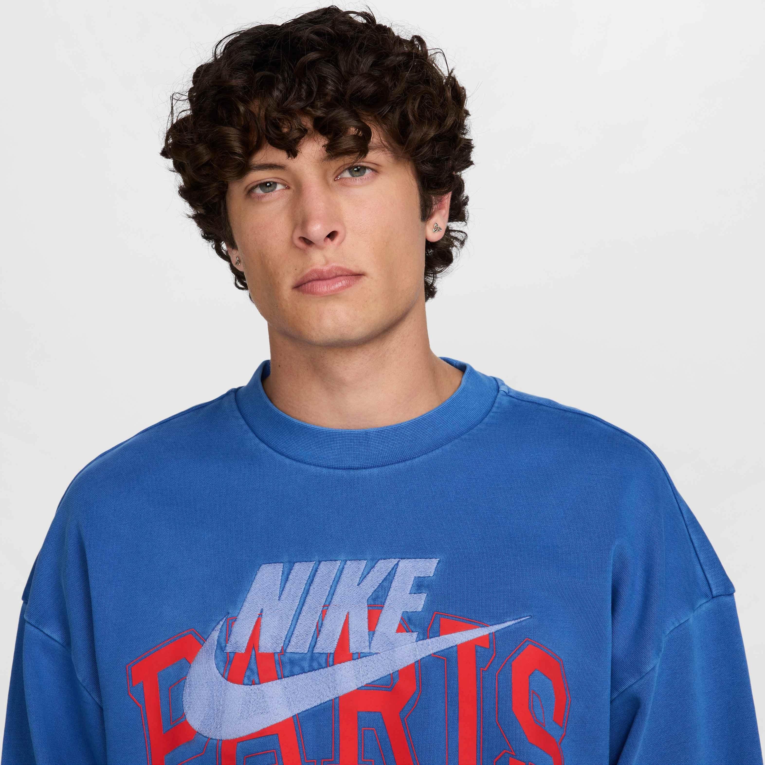 Nike Air Men's "Paris" Fleece Crew - Blue - BLUE Thumbnail View 3