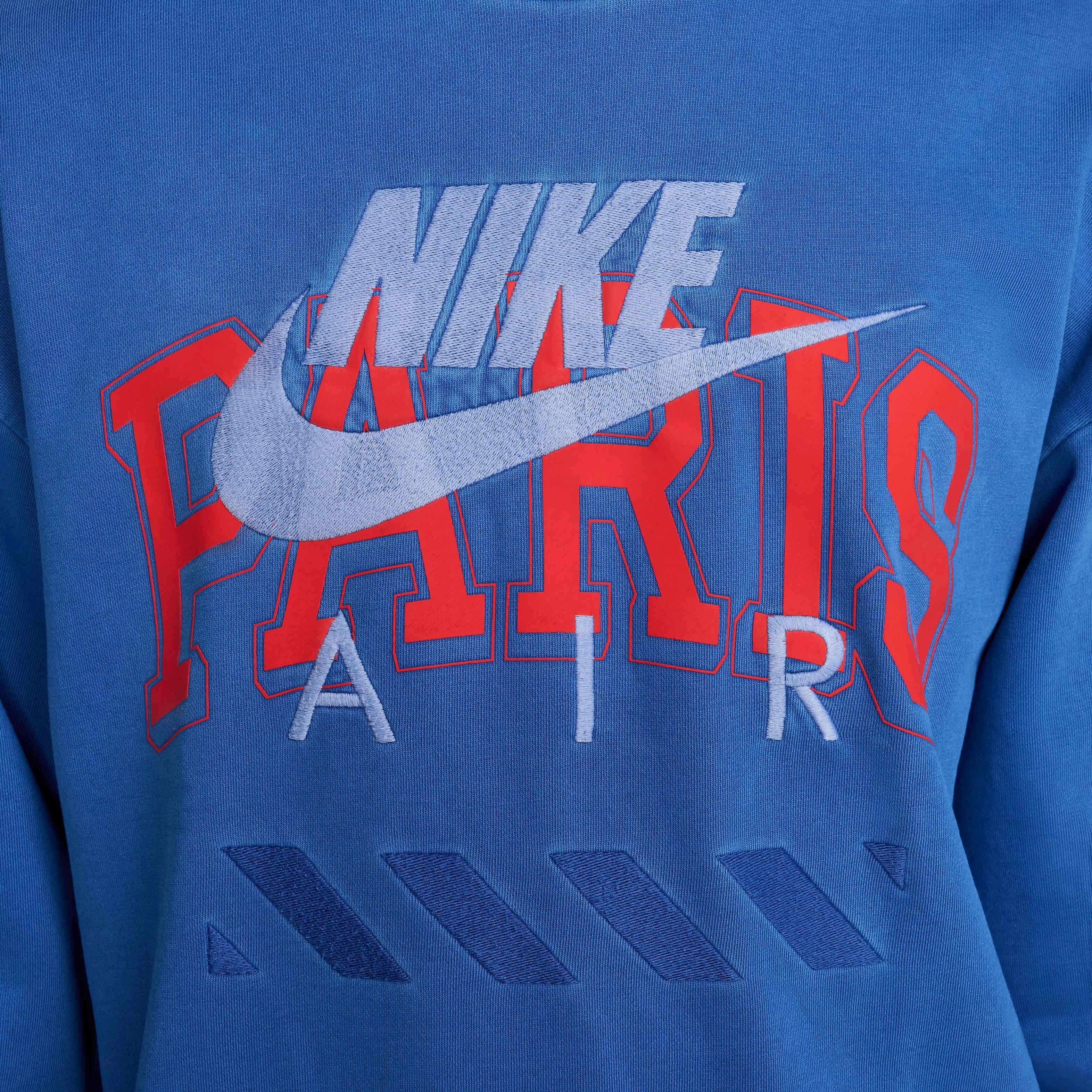 Nike Air Men's "Paris" Fleece Crew -Blue - BLUE Thumbnail View 4