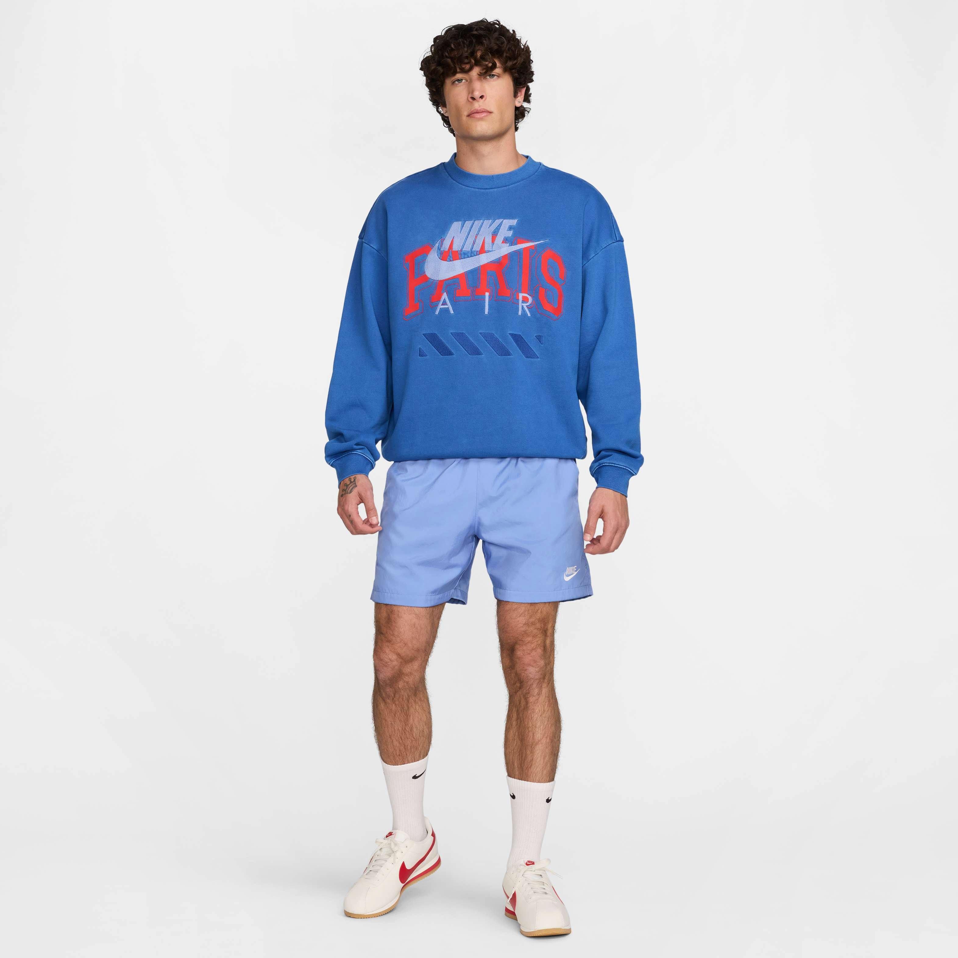 Nike Air Men's "Paris" Fleece Crew - Blue - BLUE Thumbnail View 5