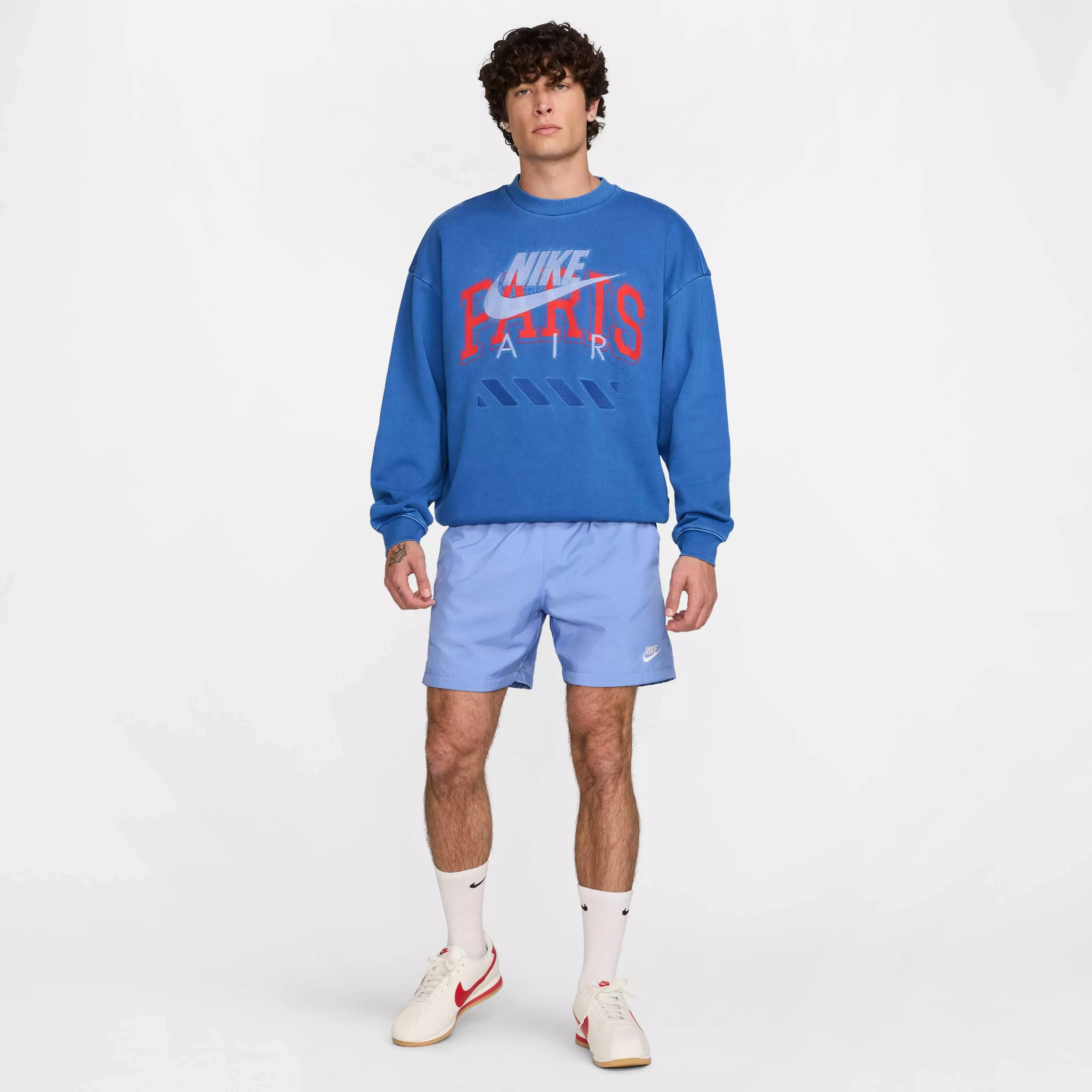 Nike Air Men's "Paris" Fleece Crew -Blue - BLUE