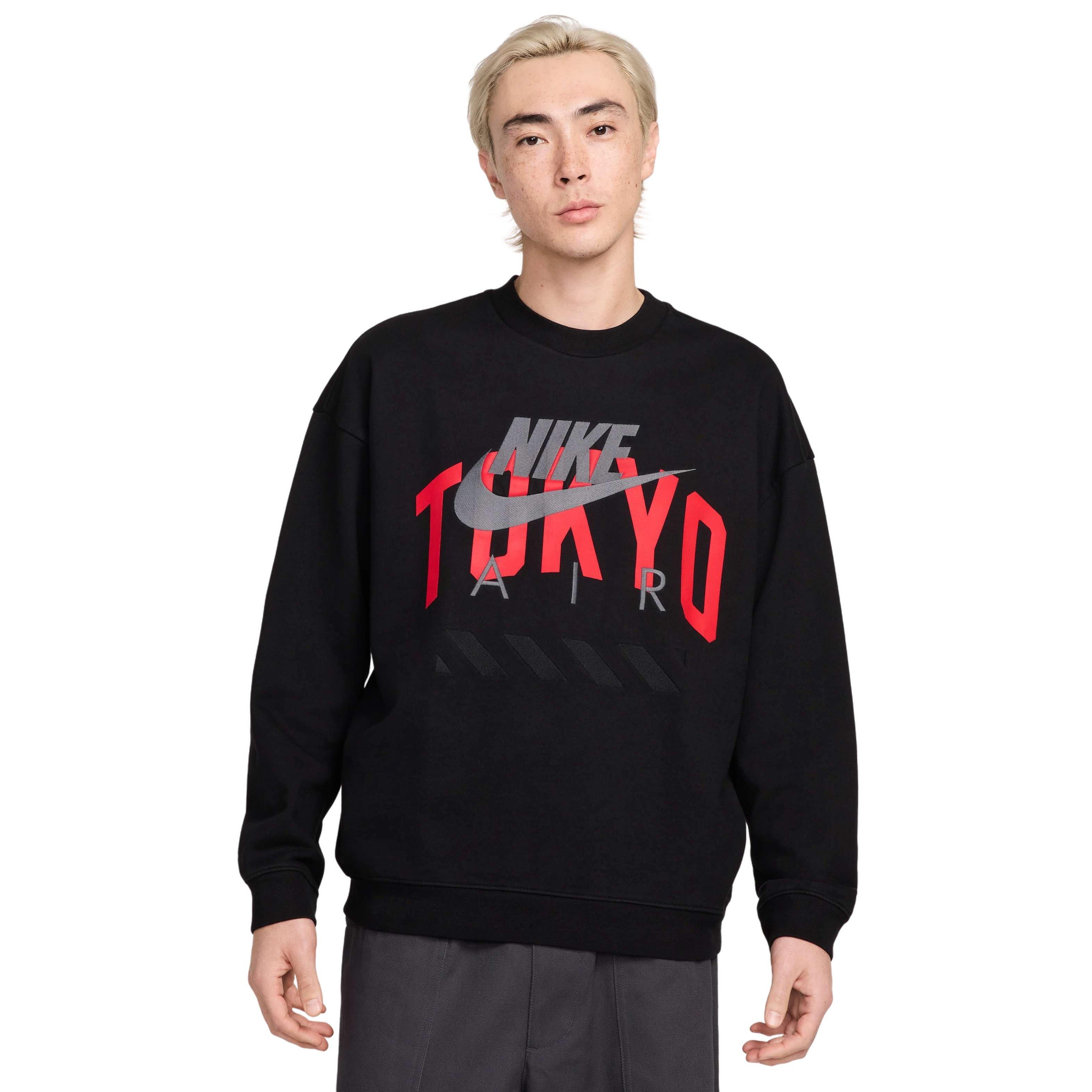 Nike Air Men's "To​kyo" Fleece Crew -Black​ - BLACK Thumbnail View 1