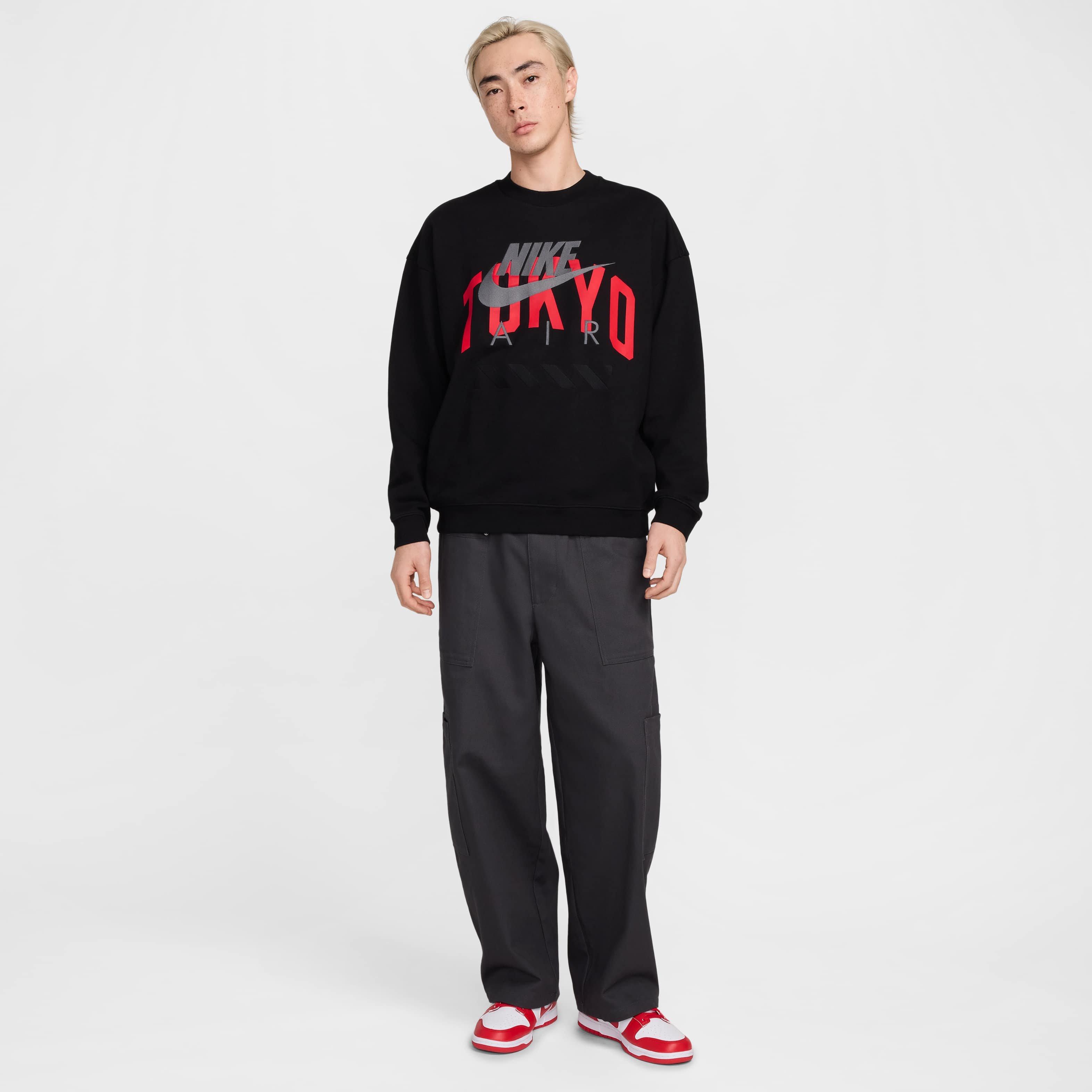 Nike Air Men's "To​kyo" Fleece Crew - Black​ - BLACK Thumbnail View 5