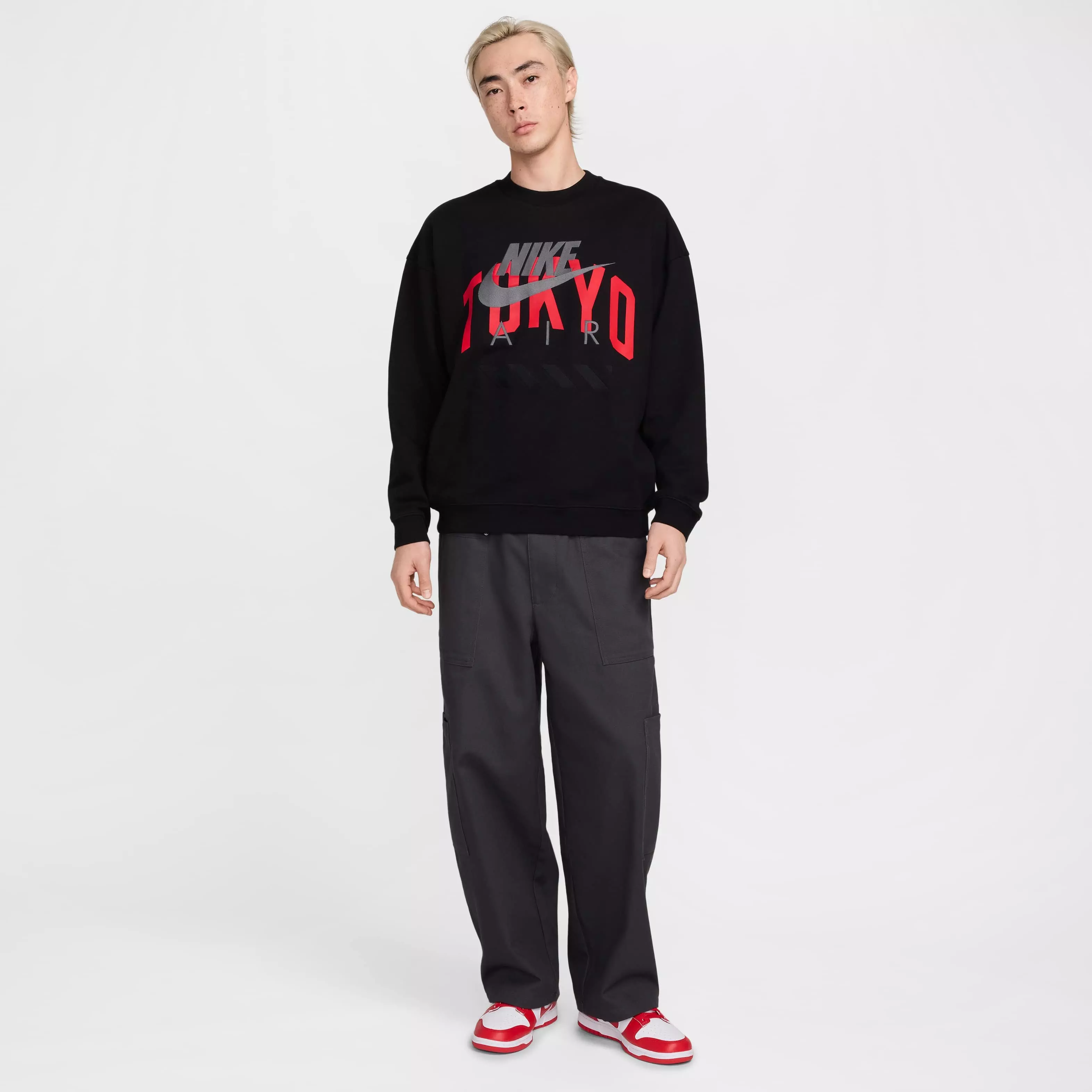 Nike Air Men's "To​kyo" Fleece Crew - Black​ - BLACK