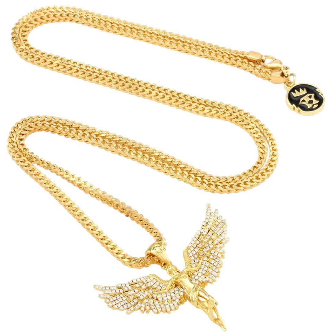 King Ice Soaring Angel Necklace - GOLD