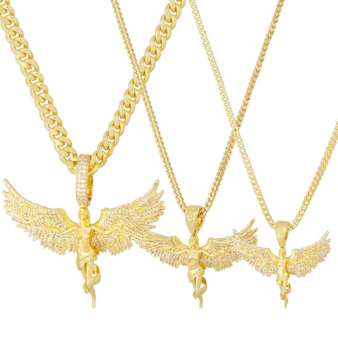 King Ice Soaring Angel Necklace - Gold - GOLD