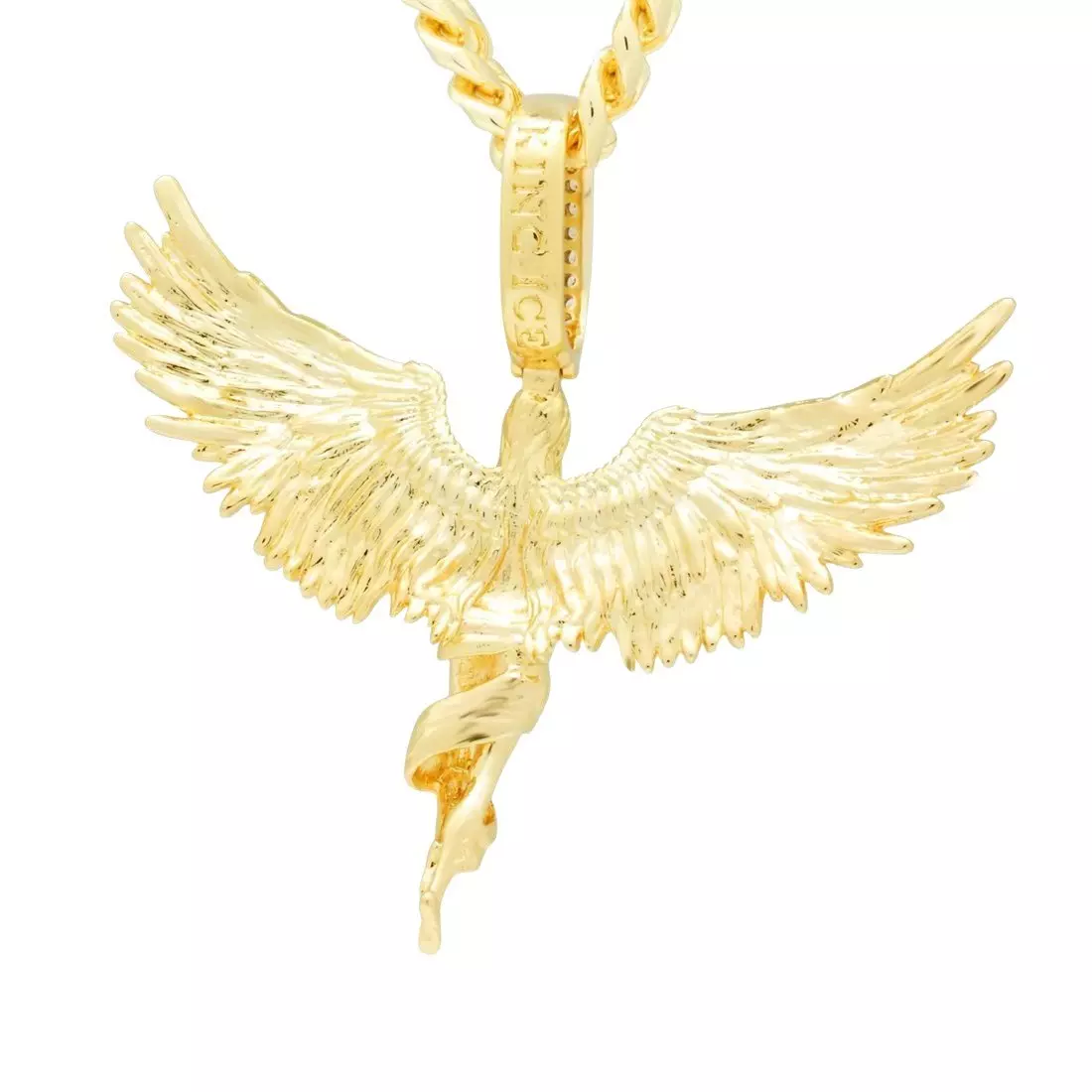 King Ice Soaring Angel Necklace - Gold - GOLD