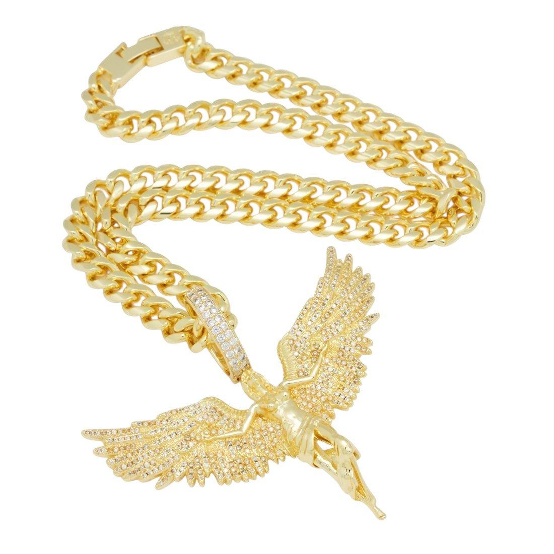 King Ice Soaring Angel Necklace - Gold - GOLD