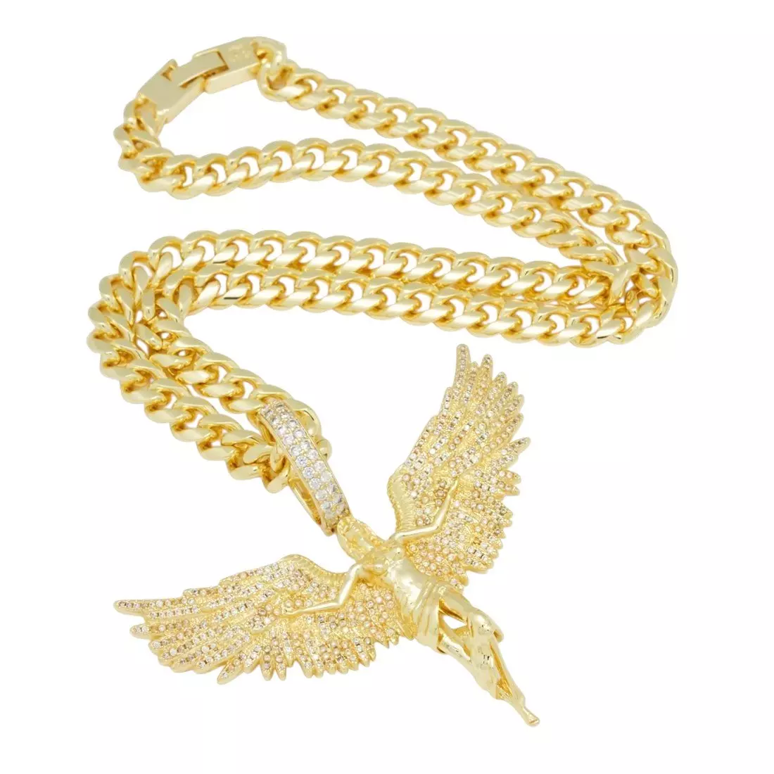 King Ice Soaring Angel Necklace - Gold - GOLD