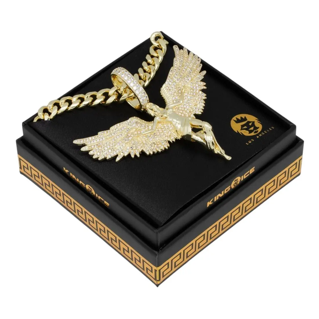 King Ice Soaring Angel Necklace - Gold - GOLD