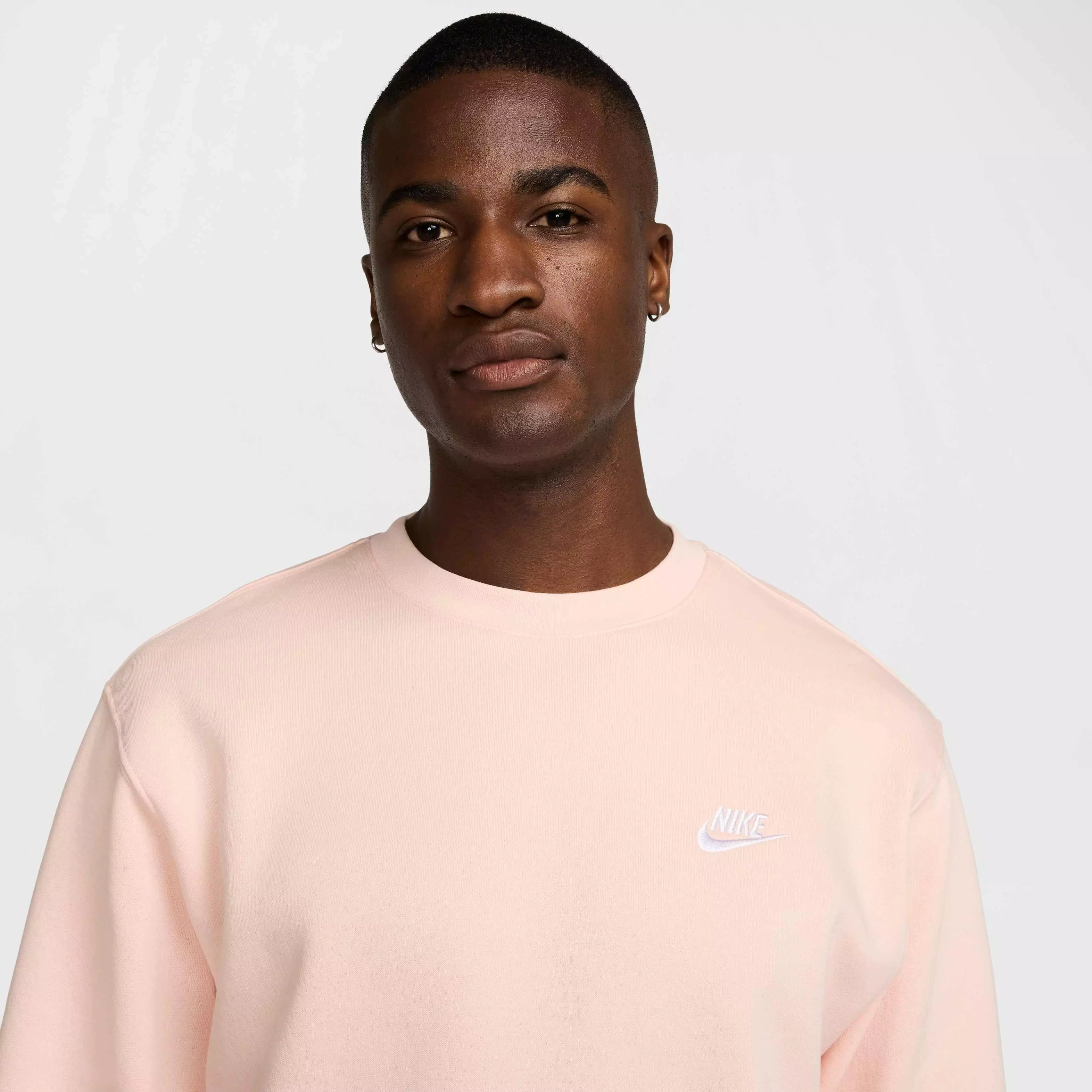 Nike Men's Sportswear Club Fleece Crew Sweatshirt - CORAL
