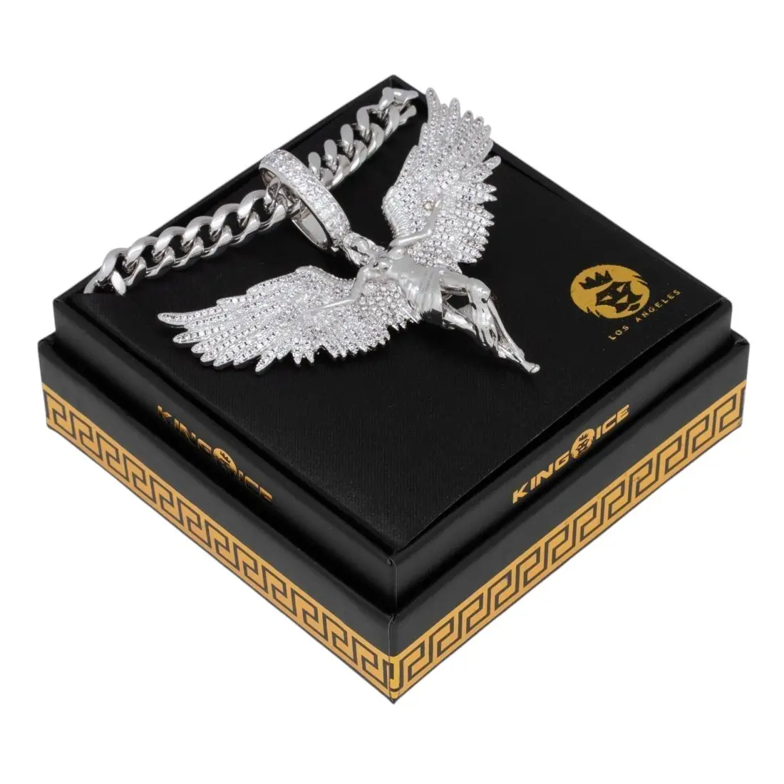 King Ice Soaring Angel Necklace - White Gold - WHITE GOLD