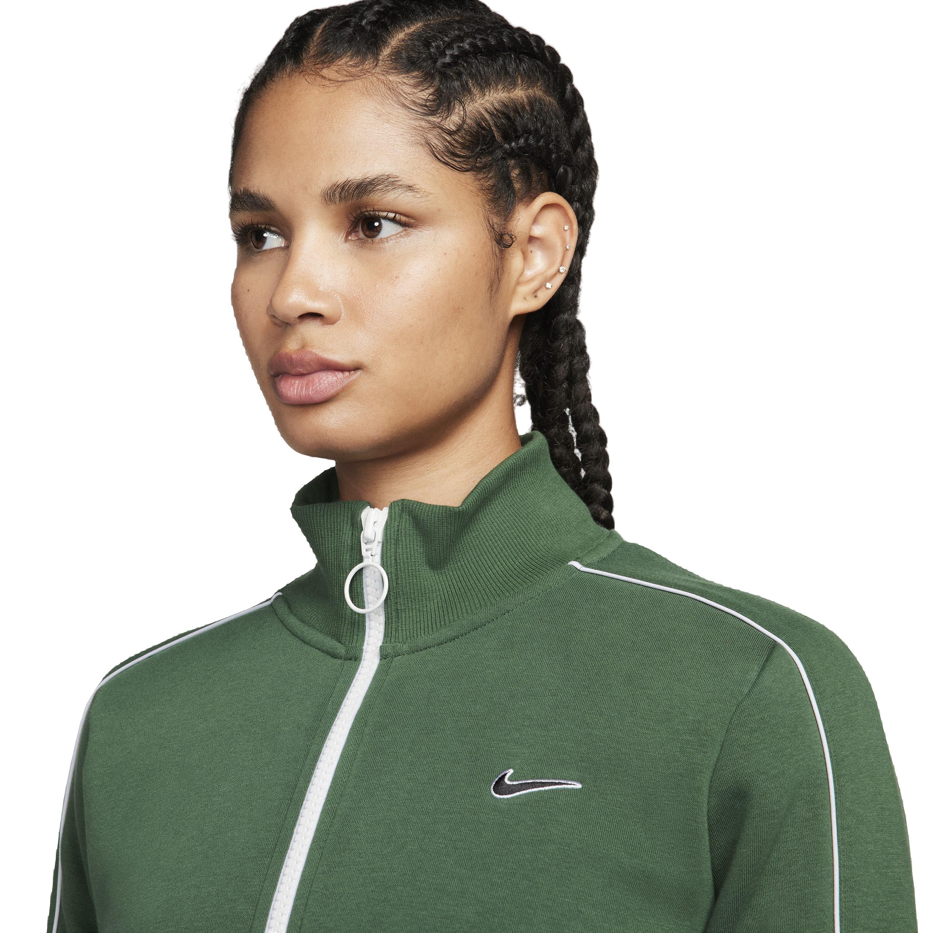 Nike Women's Sportswear Fleece Track Top - GREEN Thumbnail View 3