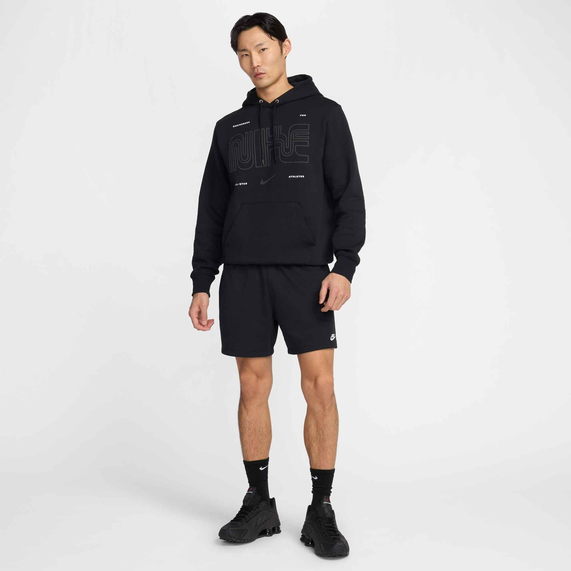 Nike Men's Club ​Pullover BB ASW Bay Fleece Hoodie - BLACK Thumbnail View 7