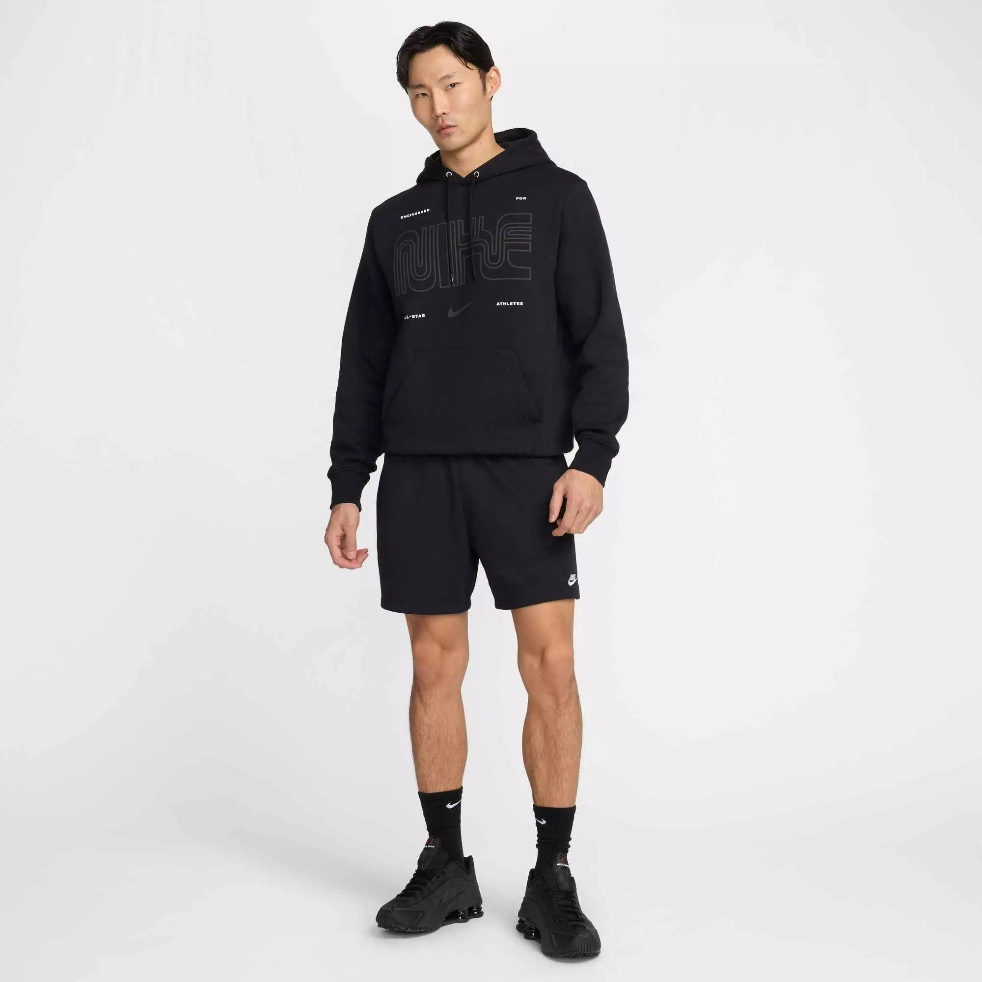 Nike Men's Club ​Pullover BB ASW Bay Fleece Hoodie - BLACK