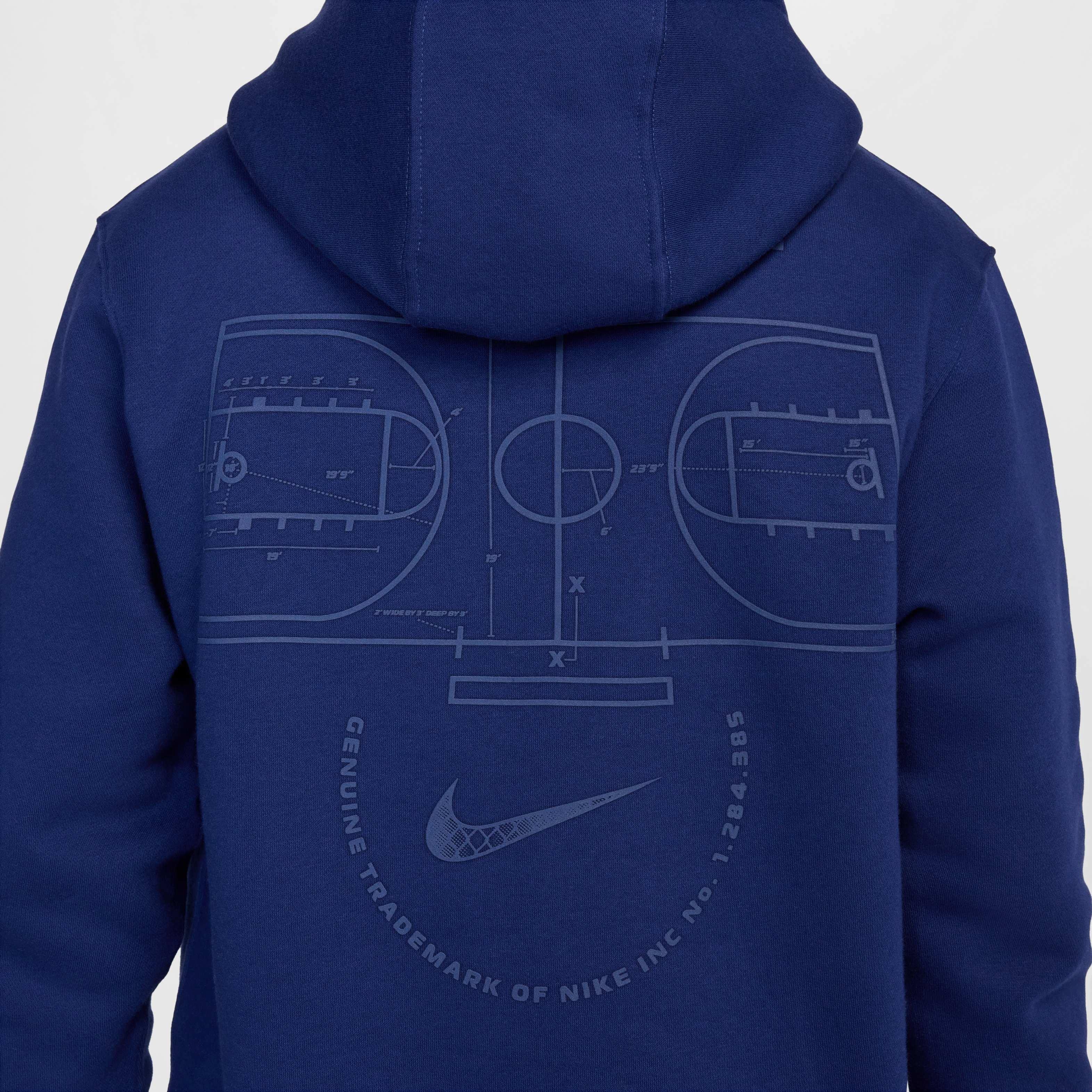 Nike Men's Club ​Pullover BB ASW Bay Fleece Hoodie - BLUE Thumbnail View 5
