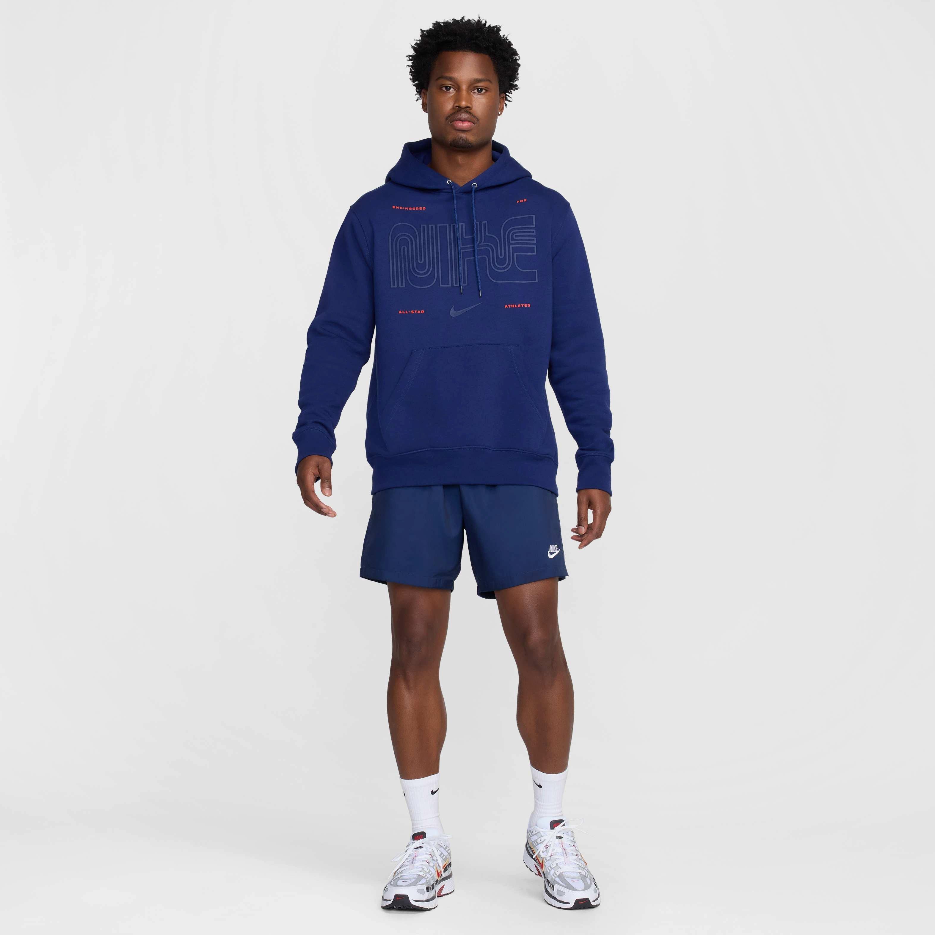 Nike Men's Club ​Pullover BB ASW Bay Fleece Hoodie - BLUE Thumbnail View 7