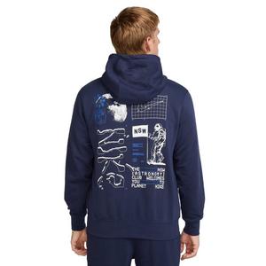Nike Men's Club French Terry​ Graphic​ Moon​ Hoodie -Blue