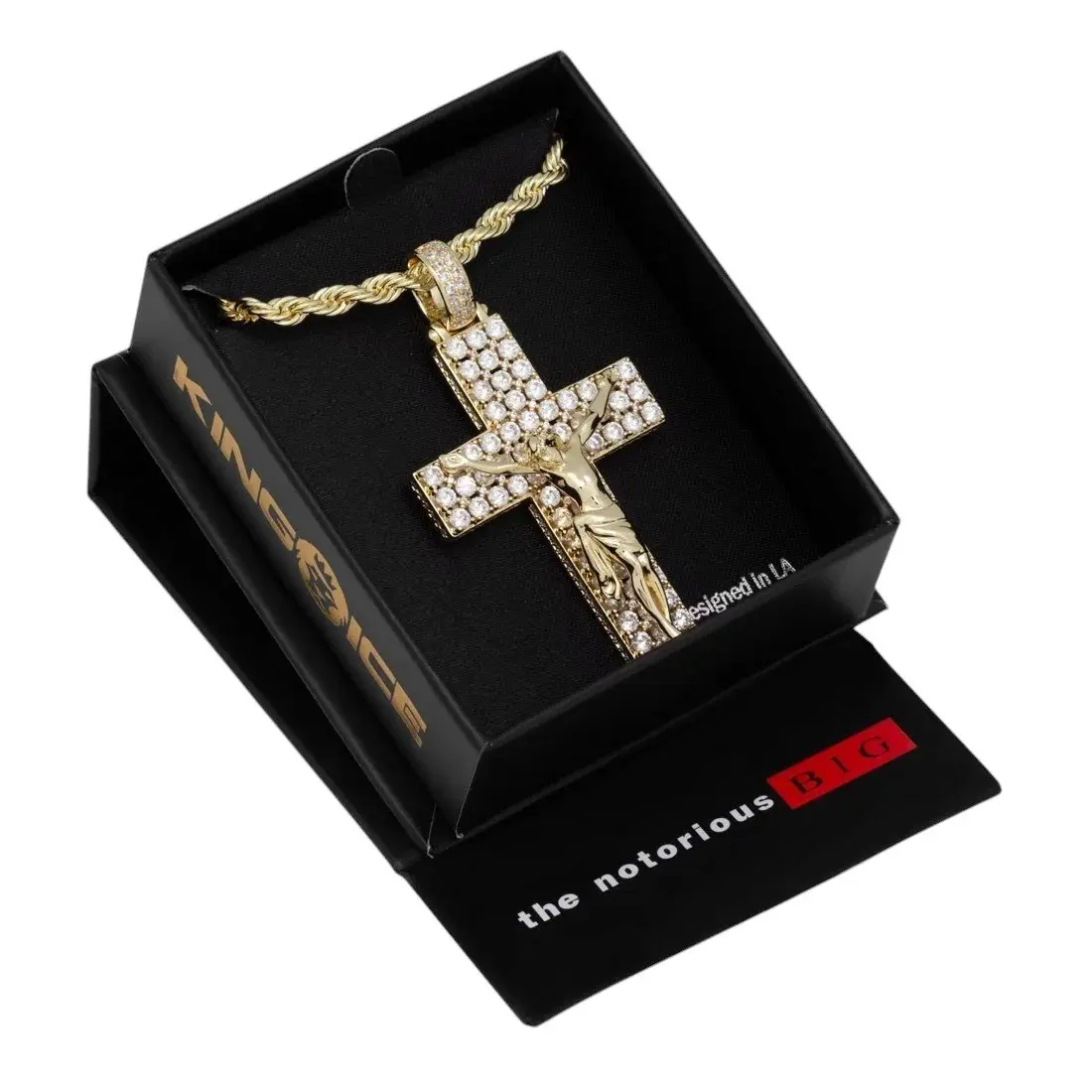 King Ice x Notorious B.I.G.-Biggie Crucifix Necklace - Gold - GOLD