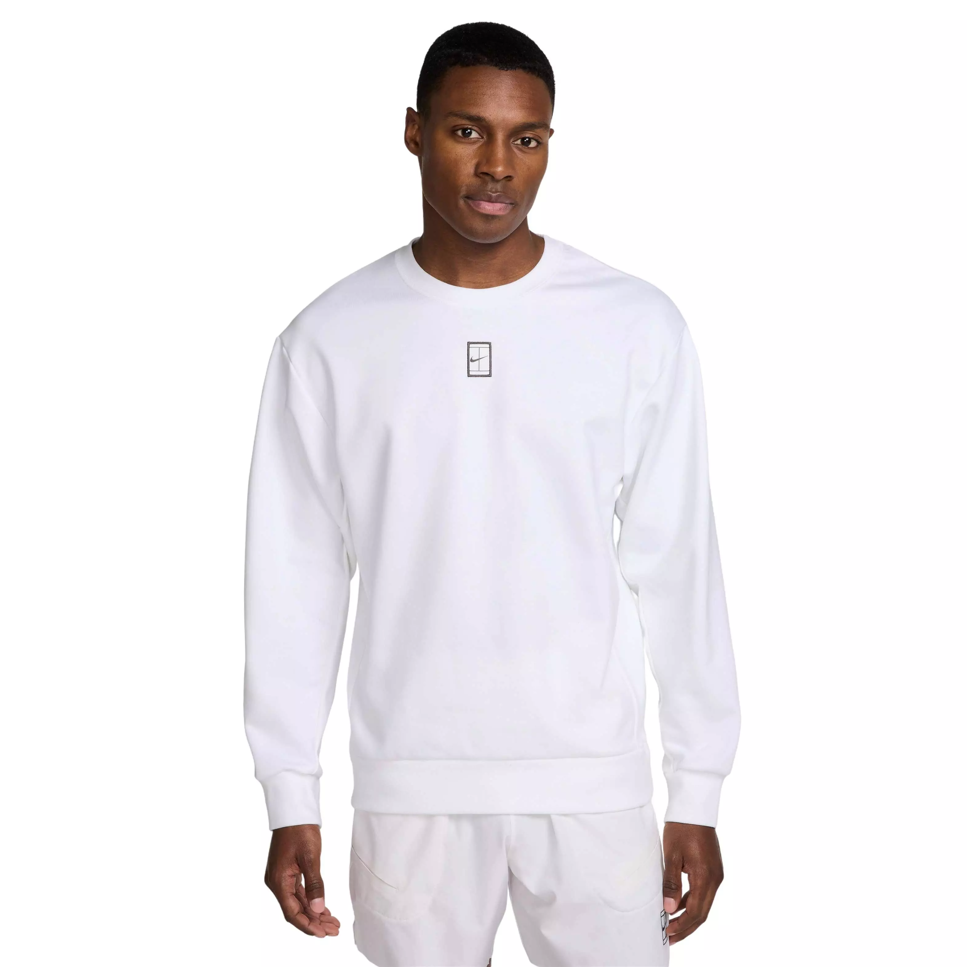 Nike Men's​ Court Heritage Dri-FIT Fleece Crew -White - WHITE