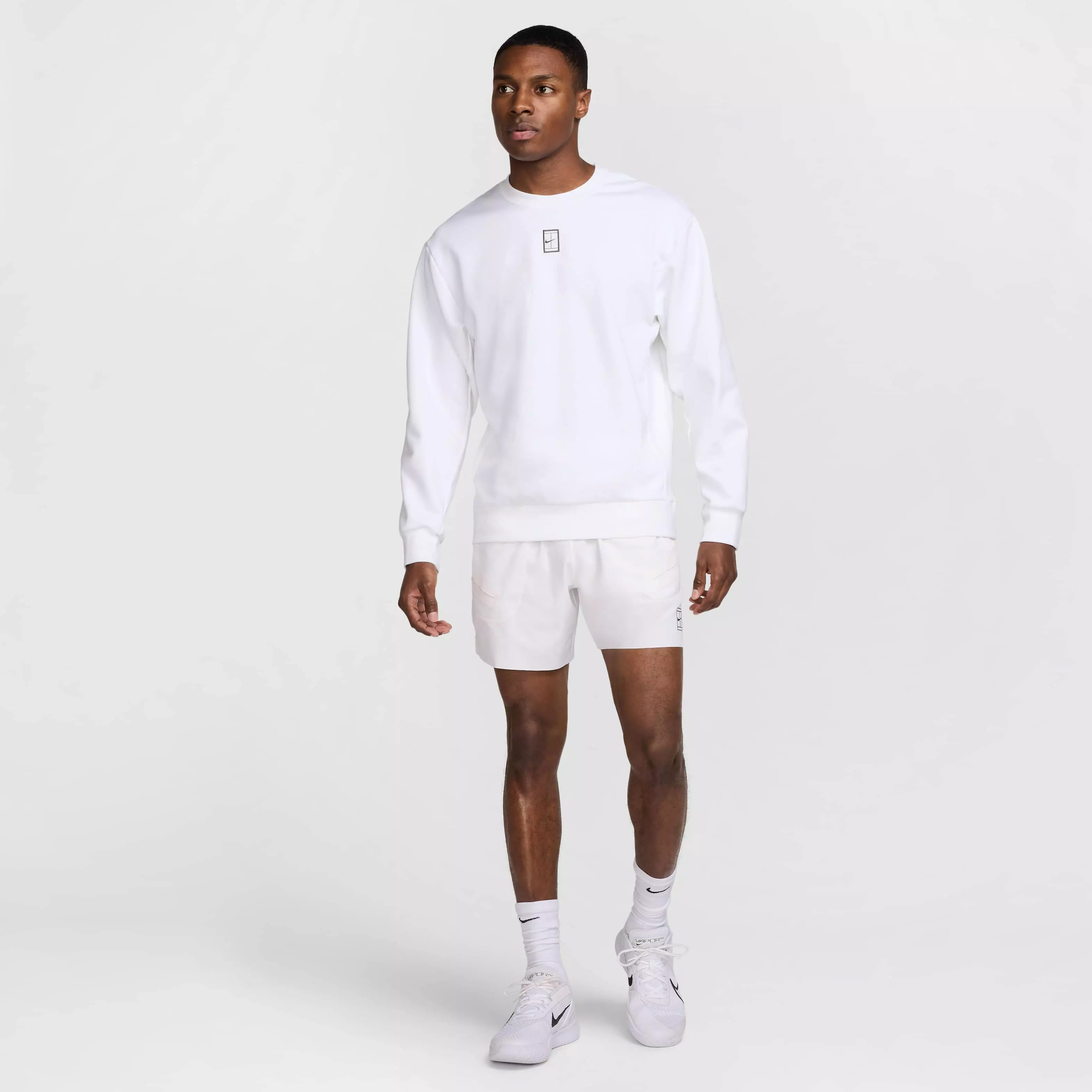 Nike Men's​ Court Heritage Dri-FIT Fleece Crew -White - WHITE