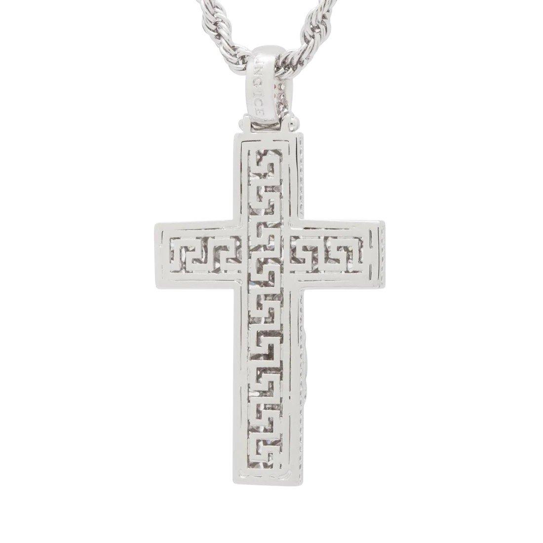 King Ice x Notorious B.I.G.-Biggie Crucifix Necklace - White Gold - WHITE GOLD