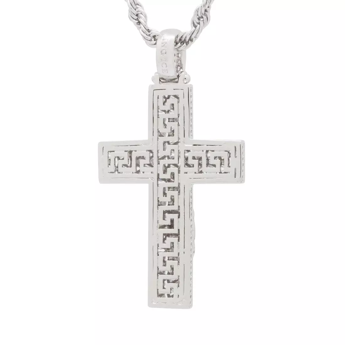 King Ice x Notorious B.I.G.-Biggie Crucifix Necklace - White Gold - WHITE GOLD