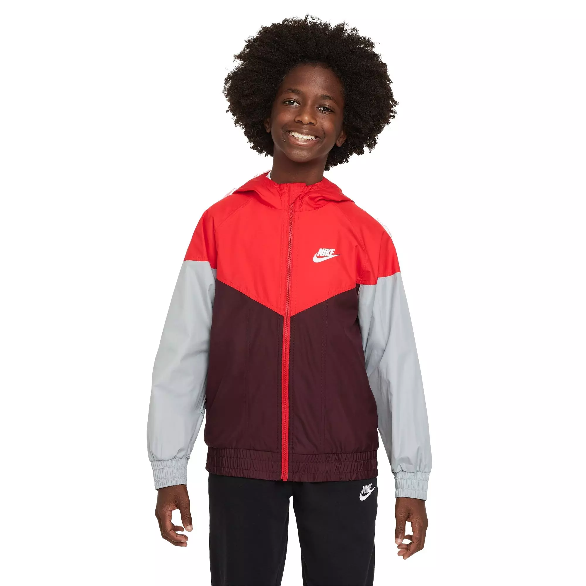 Nike Big Kids' Sportswear Repel Windrunner Hooded Jacket - RED/BURGUNDY