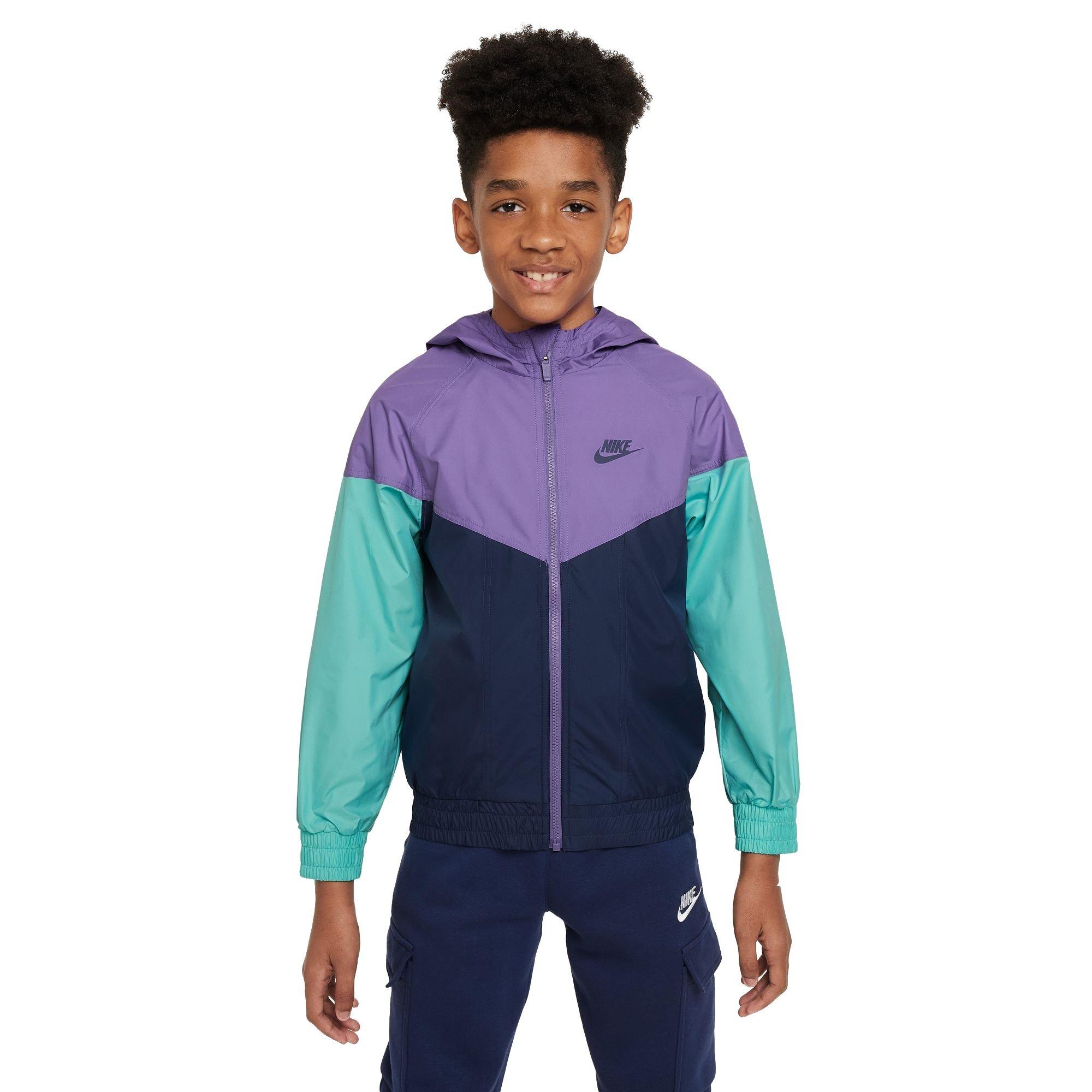 Nike Big Kids' Sportswear Repel Windrunner Hooded Jacket - BLACK RASPBERRY /NAVY Thumbnail View 1