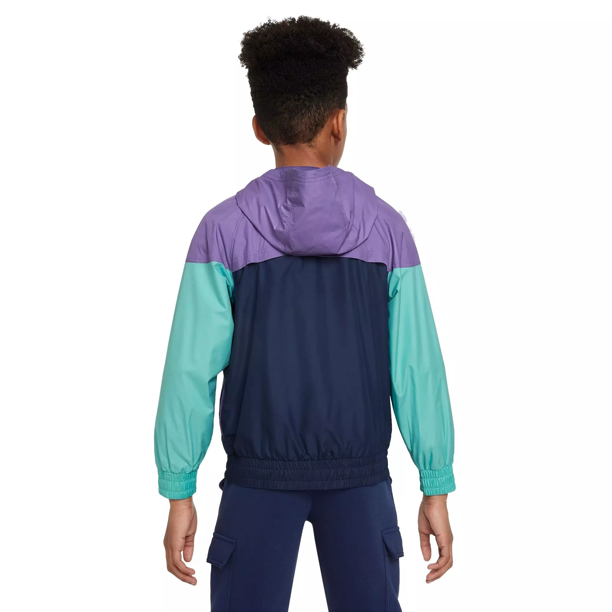 Nike Big Kids' Sportswear Repel Windrunner Hooded Jacket - BLACK RASPBERRY /NAVY