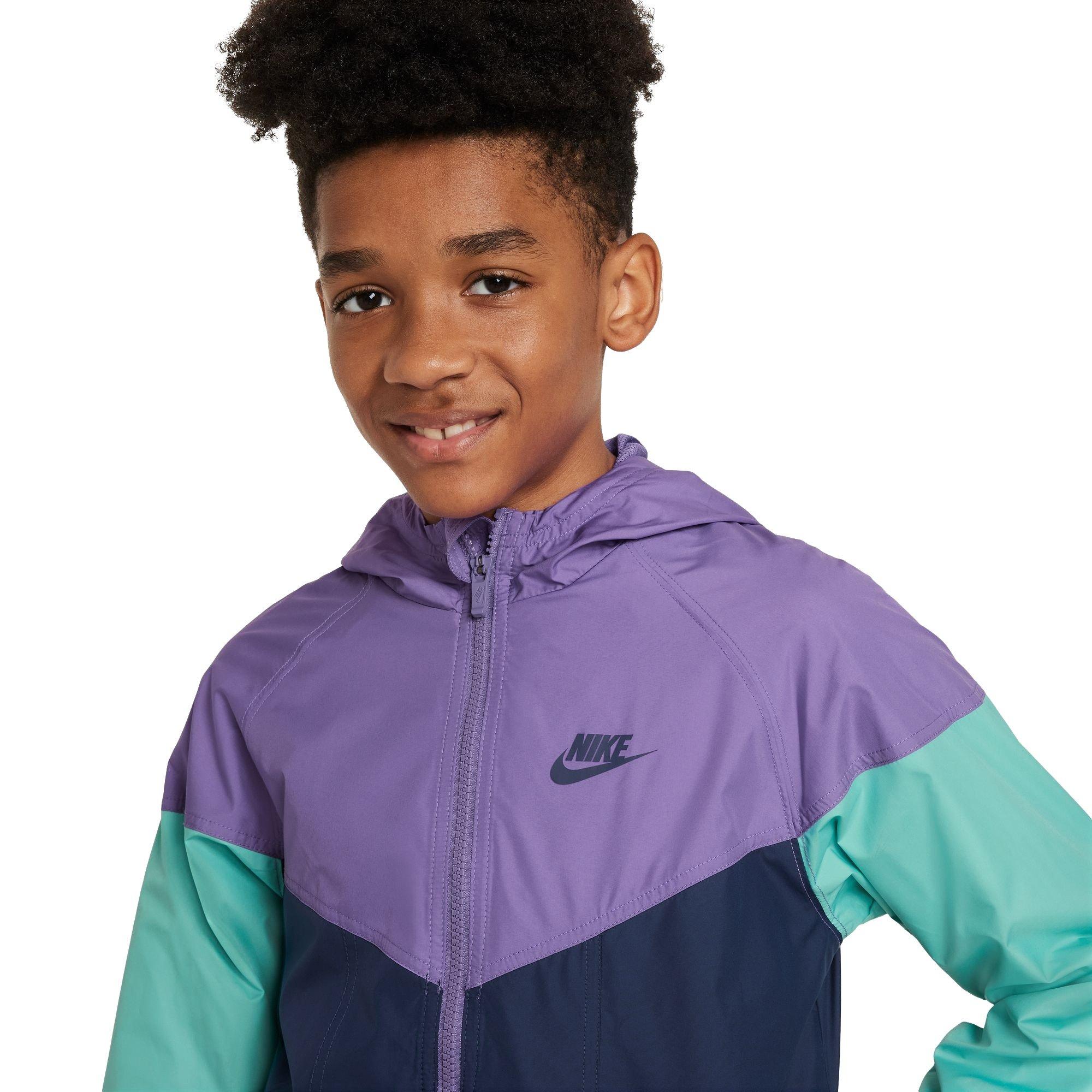 Nike Big Kids' Sportswear Repel Windrunner Hooded Jacket - BLACK RASPBERRY /NAVY Thumbnail View 3