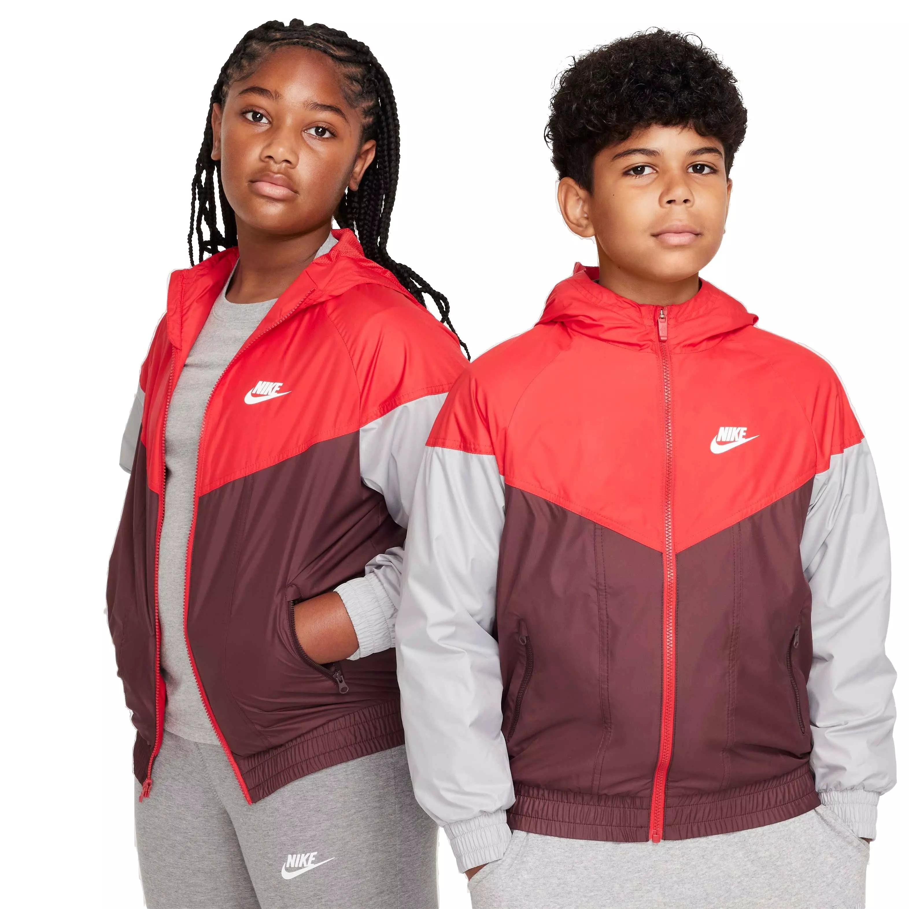 Nike Big Kids' Sportswear Windrunner Repel Sr Hooded Jacket - RED/BURGUNDY