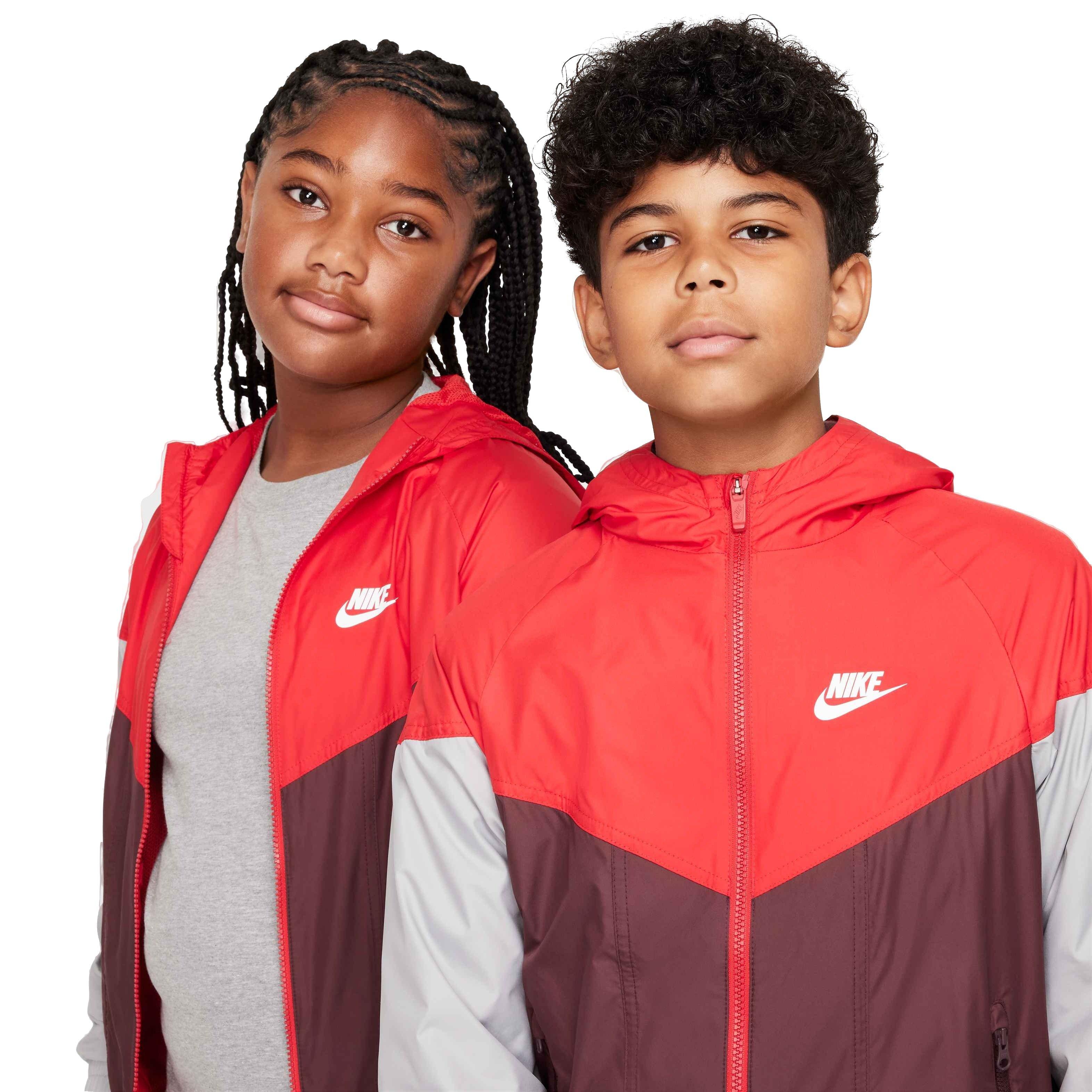 Nike Sportswear Windrunner Big Kids Hooded Repel Jacket Extended Size in Red Size L FZ5517 657