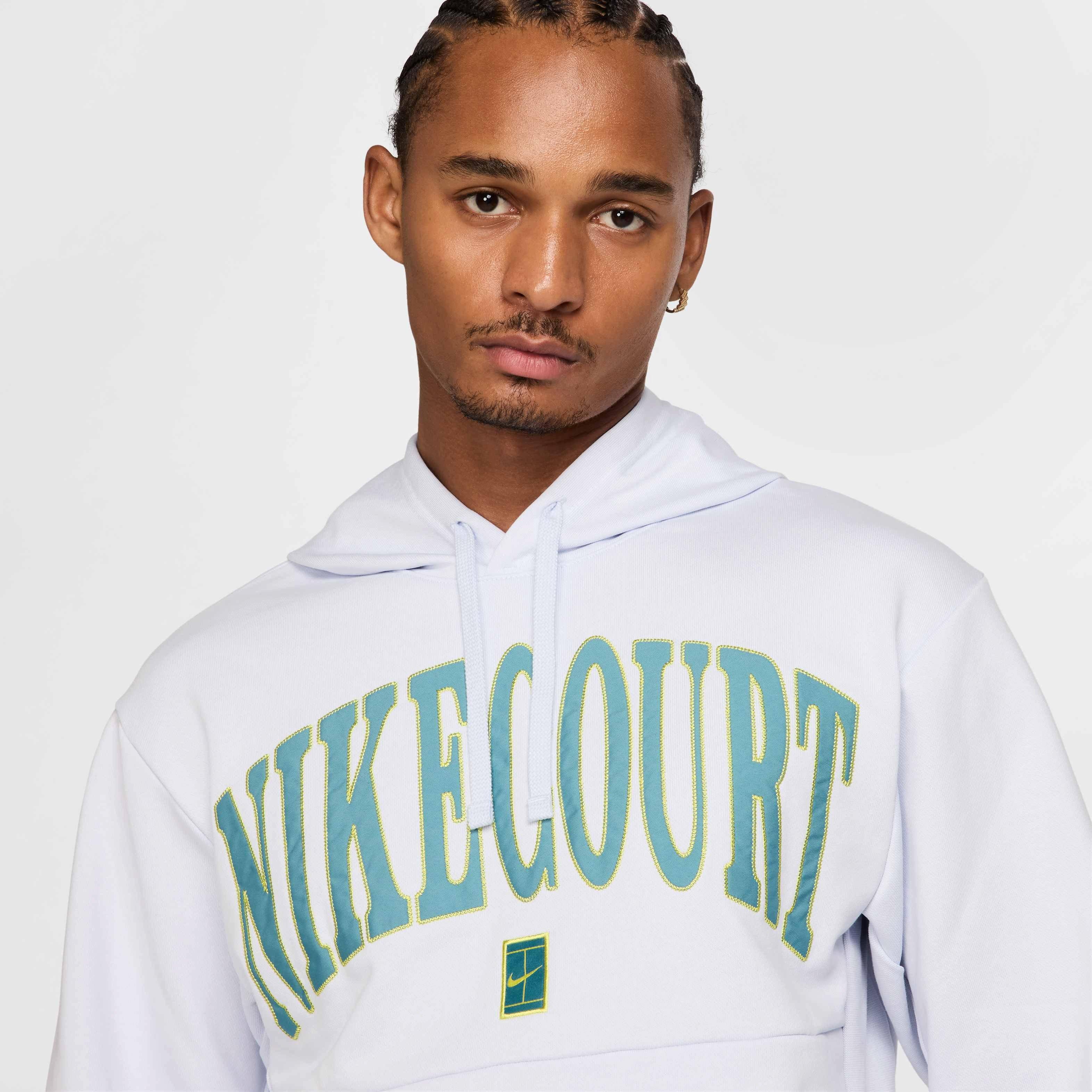 NikeCourt Men's Dri-FIT Fleece Tennis Hoodie - GREY Thumbnail View 3