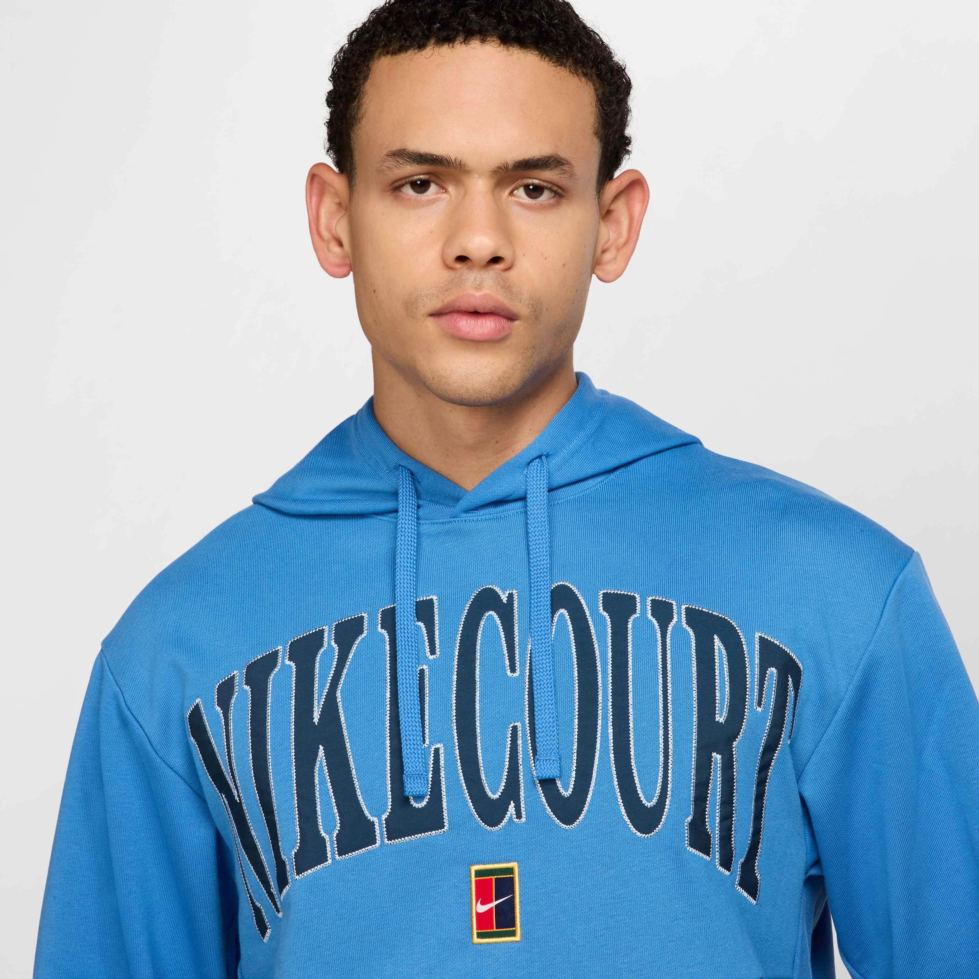 NikeCourt Men's Dri-FIT Fleece Tennis Hoodie - BLUE Thumbnail View 3