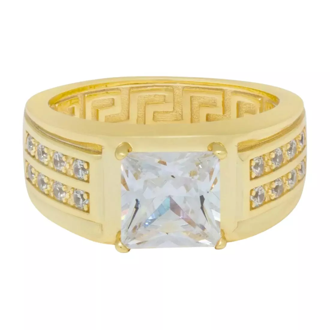 King Ice Princess-Cut Signet Ring - Gold - GOLD