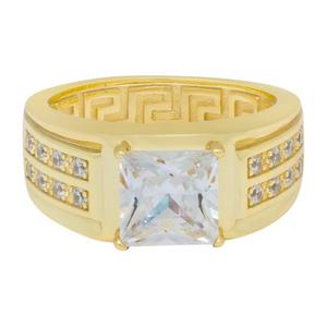 King Ice Princess-Cut Signet Ring - Gold - GOLD