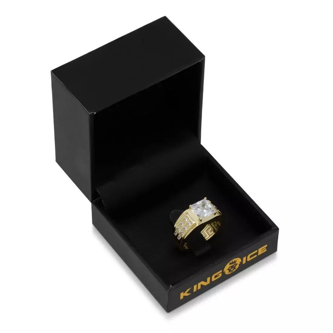 King Ice Princess-Cut Signet Ring - Gold - GOLD