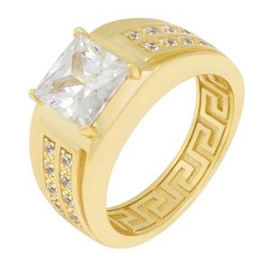 King Ice Princess-Cut Signet Ring - Gold - GOLD
