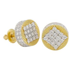 King Ice Round Stud Earrings - 14K/White Gold - 14K/WHITE GOLD