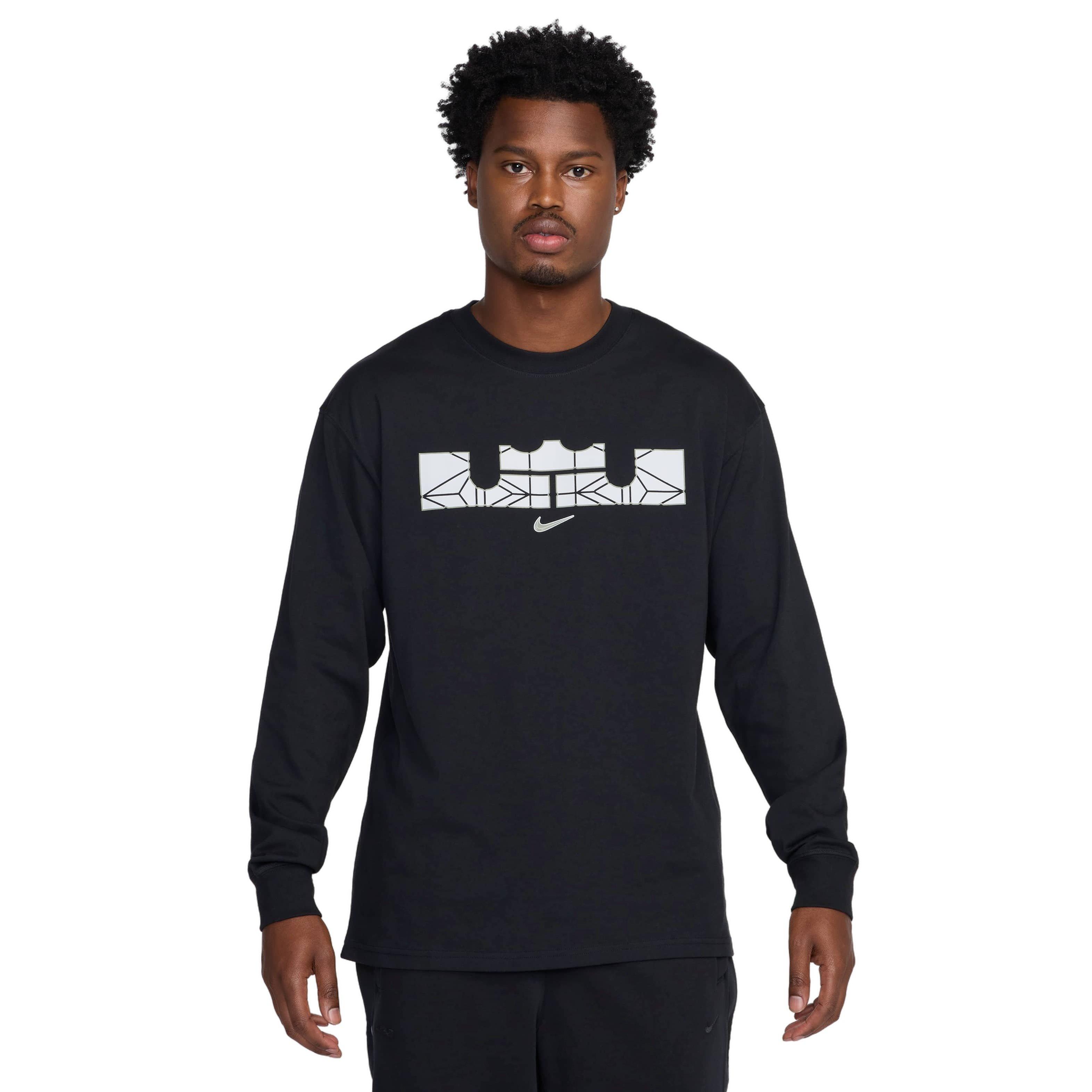 LeBron Men's Nike​ Max90 Long-Sleeve Basketball T-Shirt - BLACK Thumbnail View 1