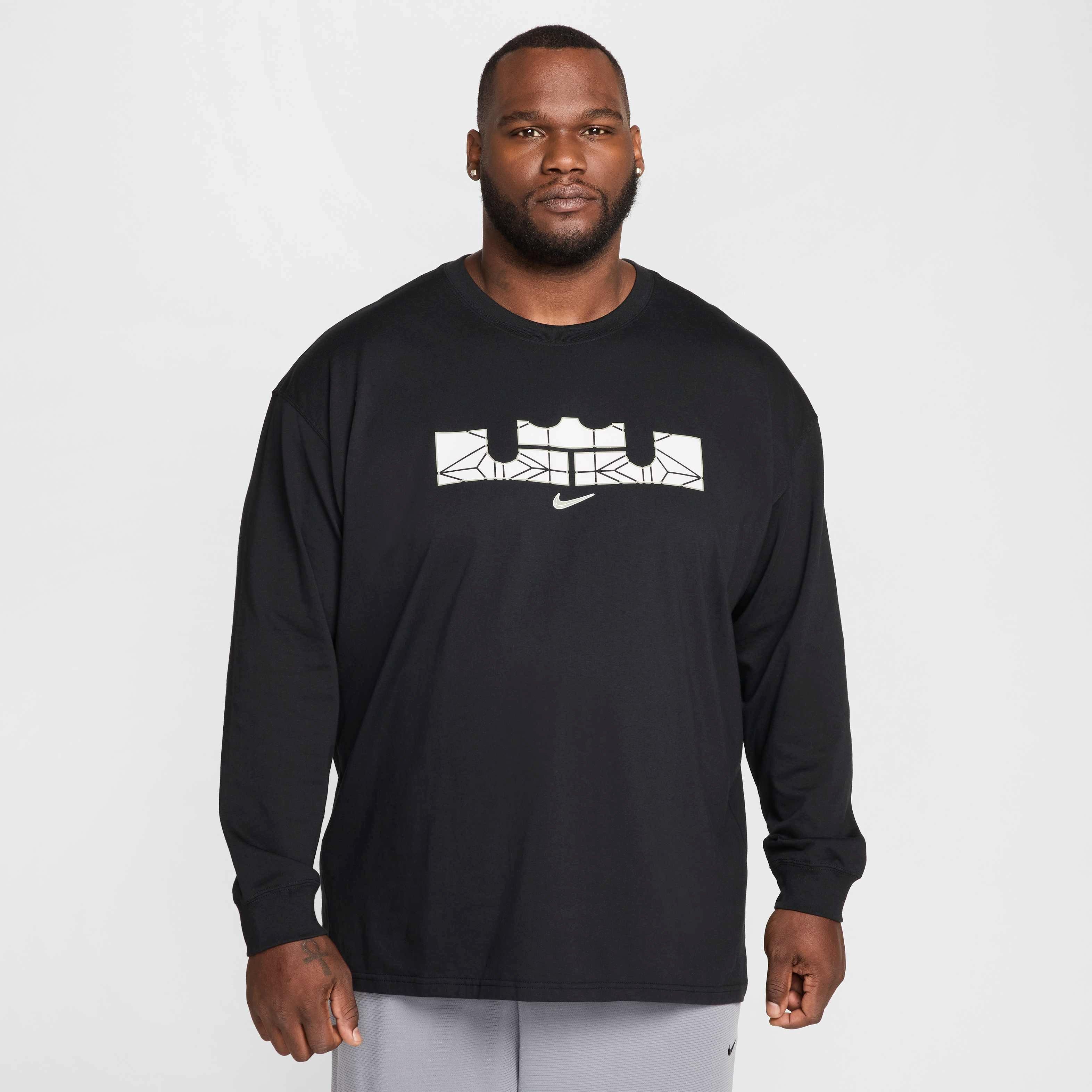 LeBron Men's Nike​ Max90 Long-Sleeve Basketball T-Shirt - BLACK Thumbnail View 5