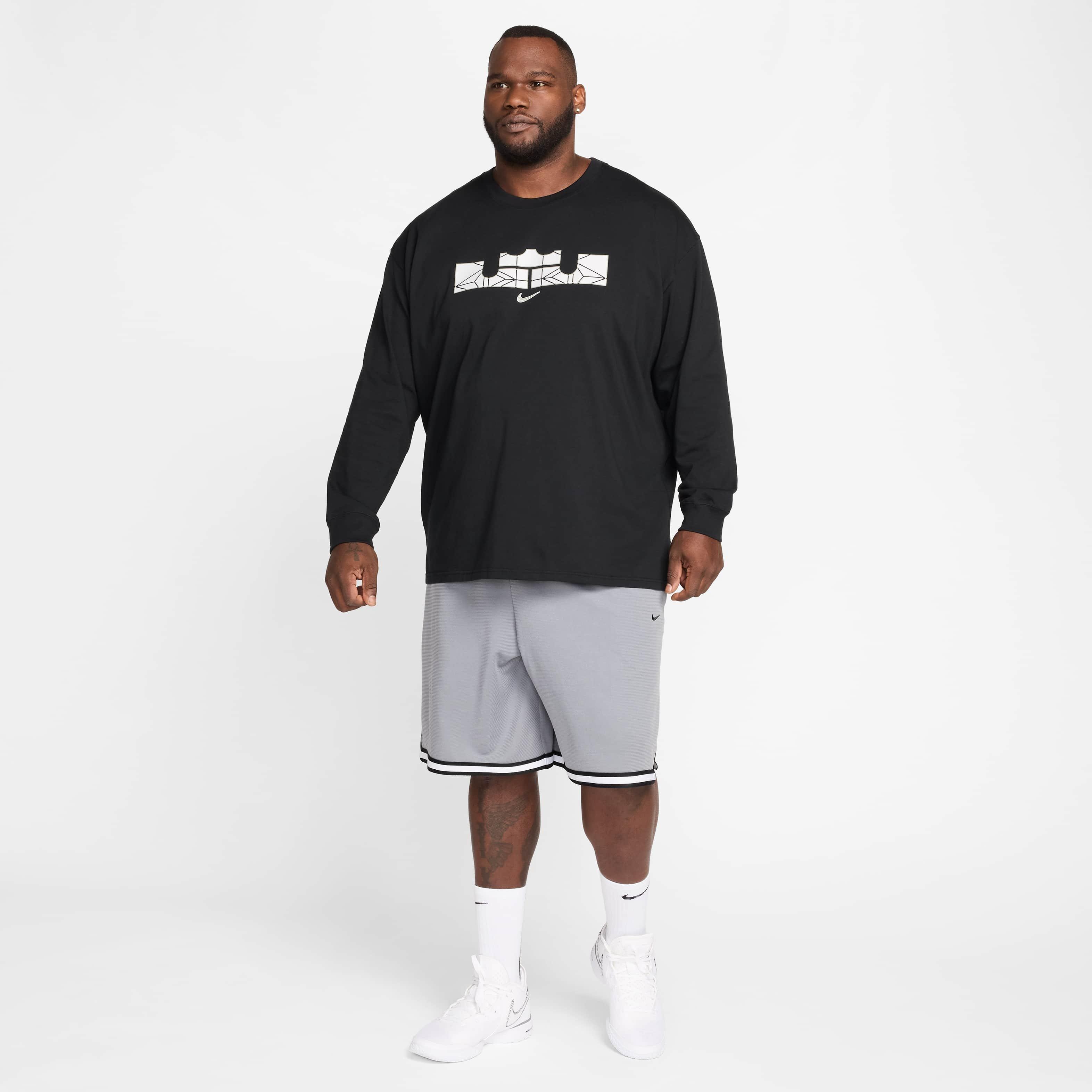 LeBron Men's Nike​ Max90 Long-Sleeve Basketball T-Shirt - BLACK Thumbnail View 8