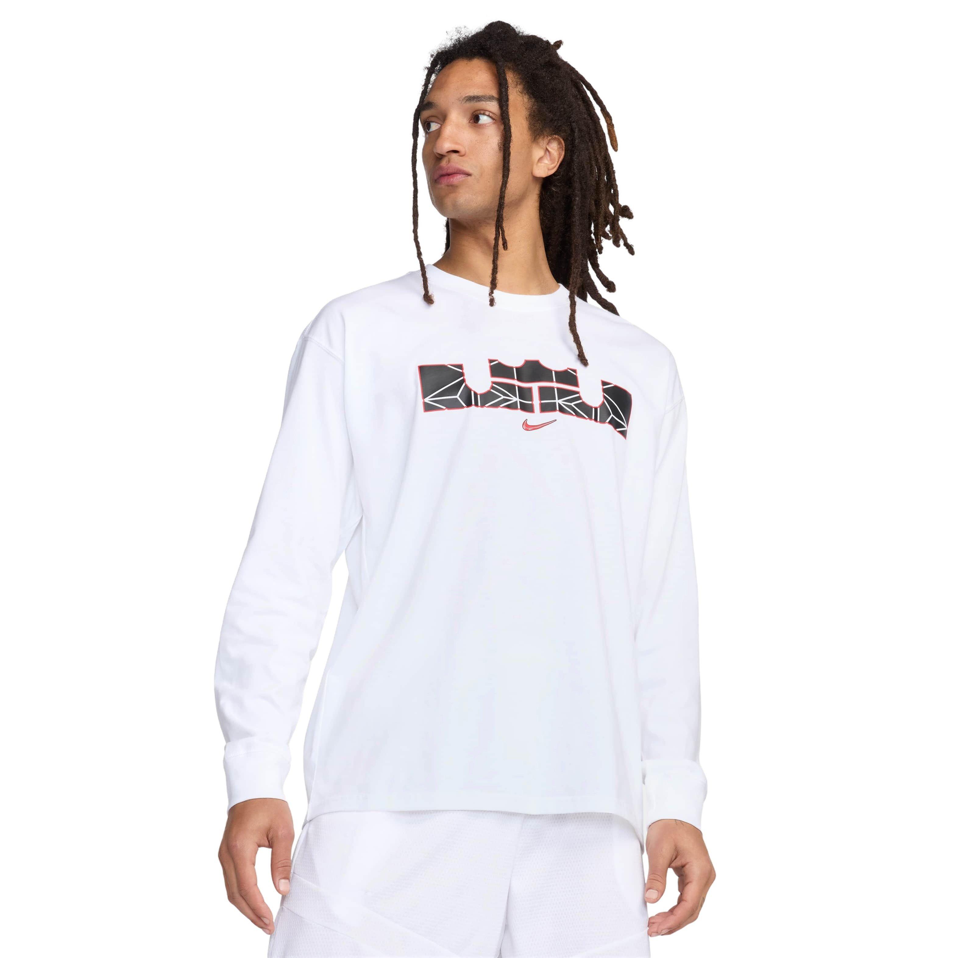 LeBron Men's Nike​ Max90 Long-Sleeve Basketball T-Shirt - WHITE Thumbnail View 1