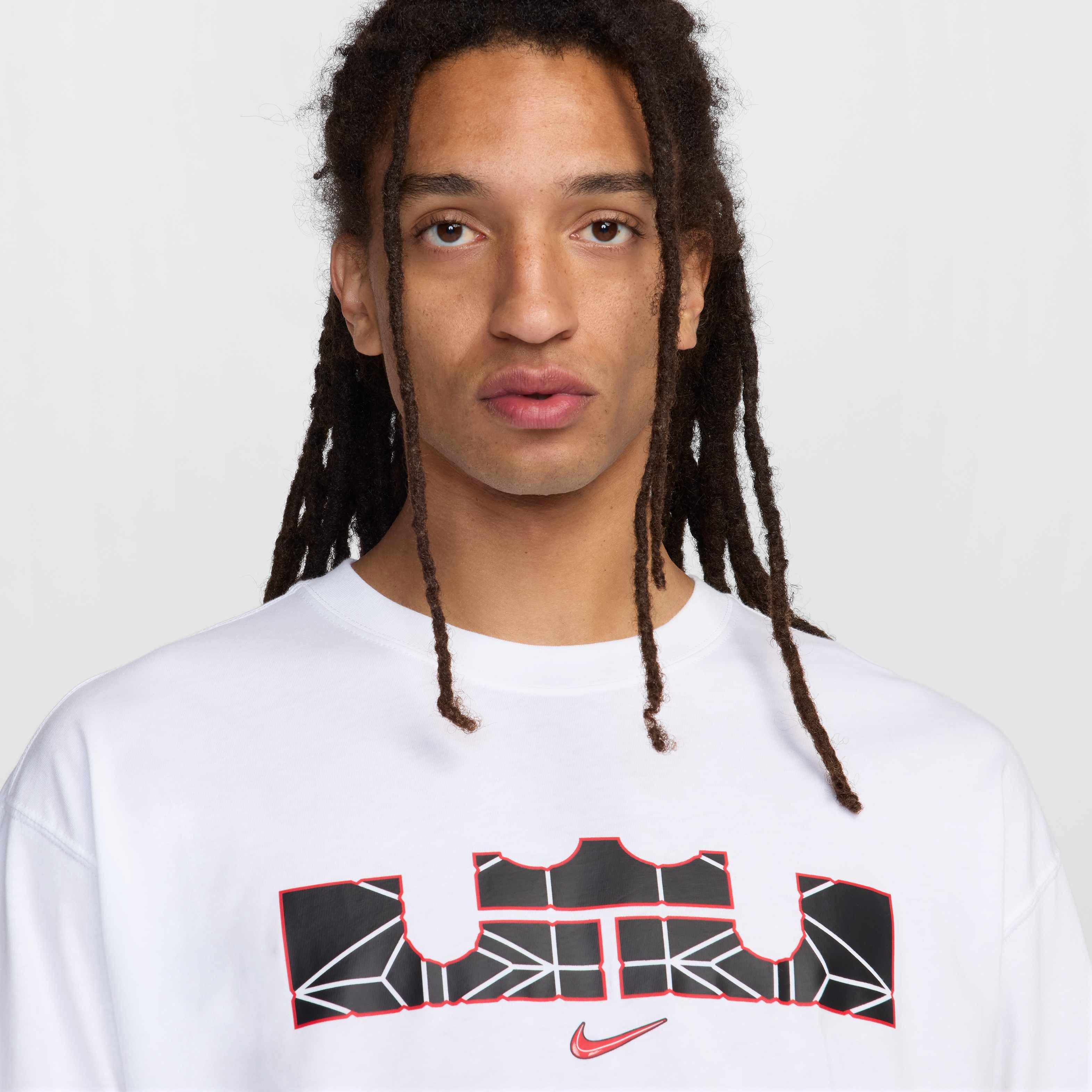 LeBron Men's Nike​ Max90 Long-Sleeve Basketball T-Shirt - WHITE Thumbnail View 3