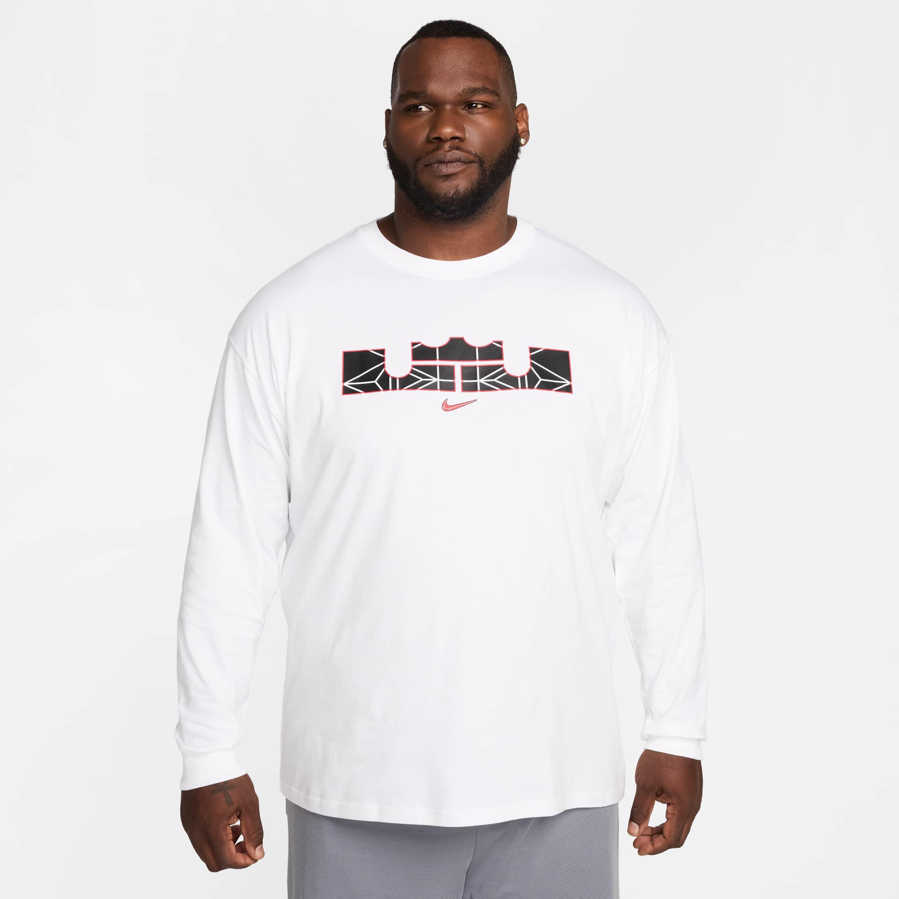 LeBron Men's Nike​ Max90 Long-Sleeve Basketball T-Shirt - WHITE Thumbnail View 5