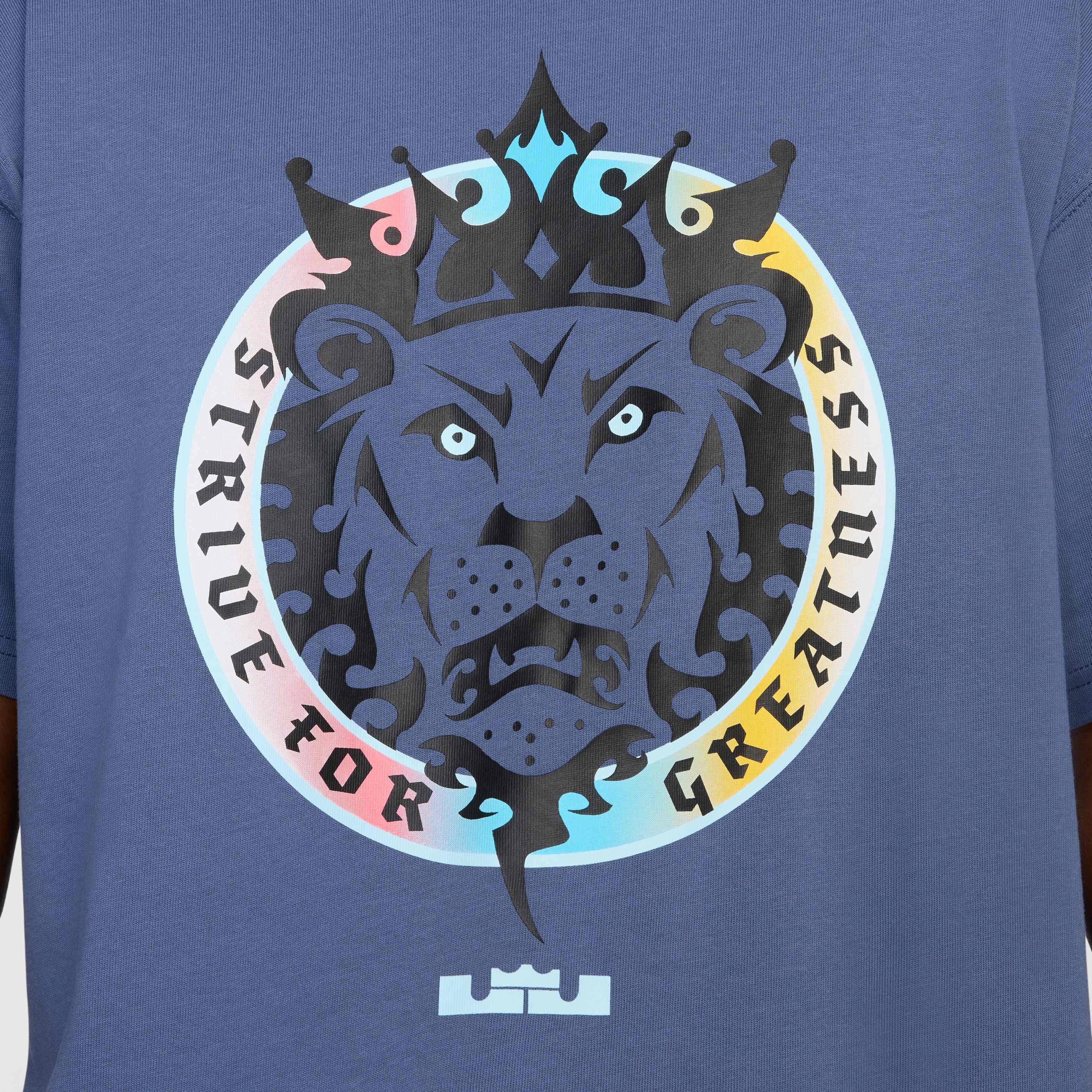 Nike LeBron Men's Max90 Basketball T-Shirt - BLUE Thumbnail View 4