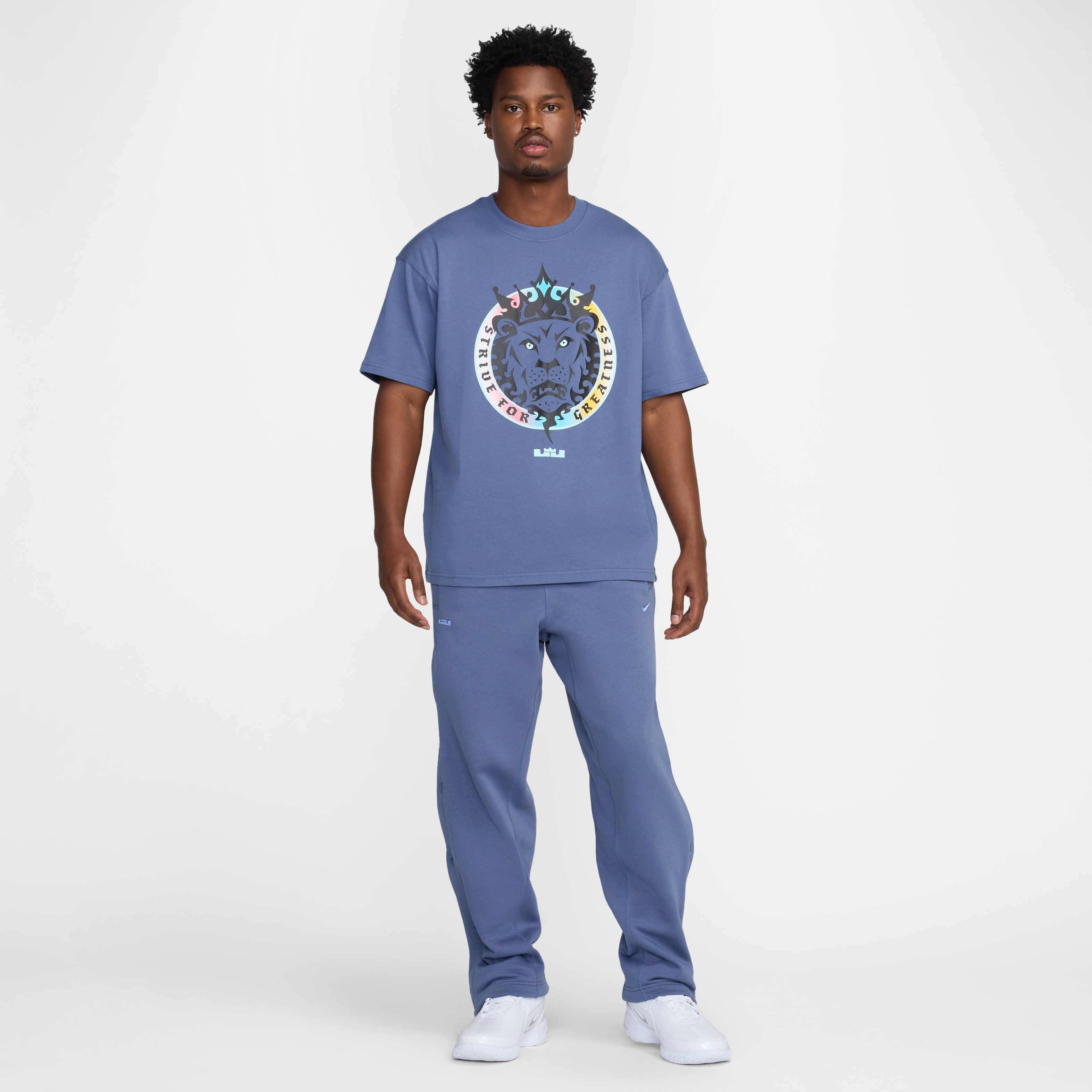 Nike LeBron Men's Max90 Basketball T-Shirt - BLUE Thumbnail View 5