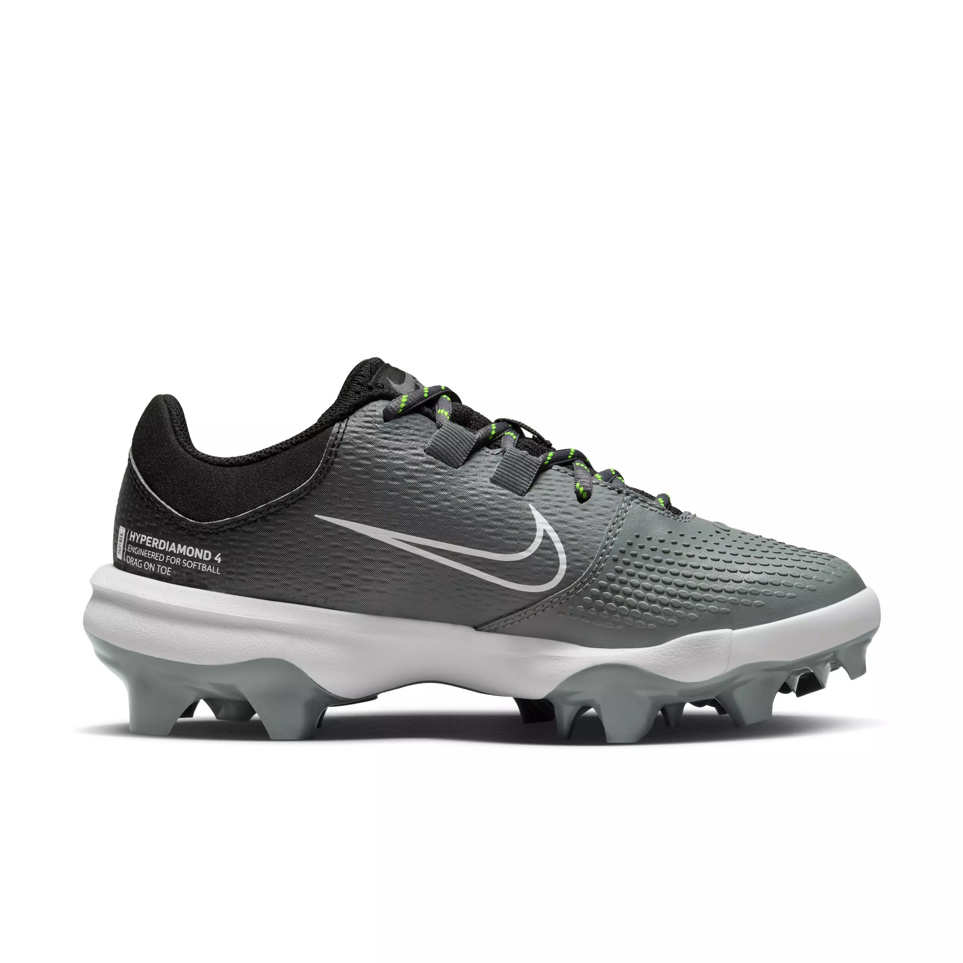 Nike Hyperdiamond 4 Pro MCS "Black/White/Cool Grey/Volt" Women's Softball Cleat - BLACK/WHITE/GREY/VOLT